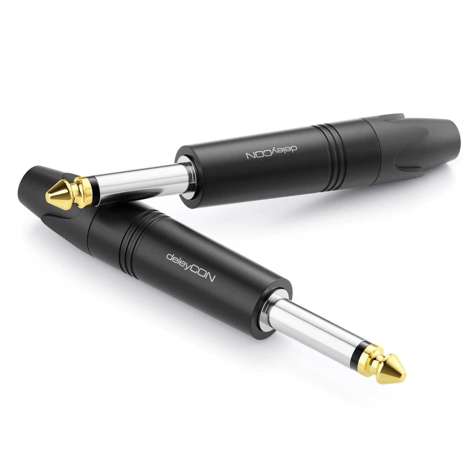 deleyCON 2x 6,3mm Klinke Audio Adapter Mono Konfektionierbar 6,35mm Audio-Kabel