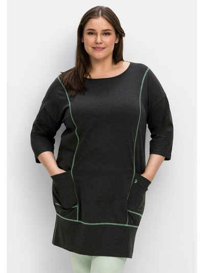 Sheego Shirtkleid Große Größen mit Kontrastnähten und Saumbund