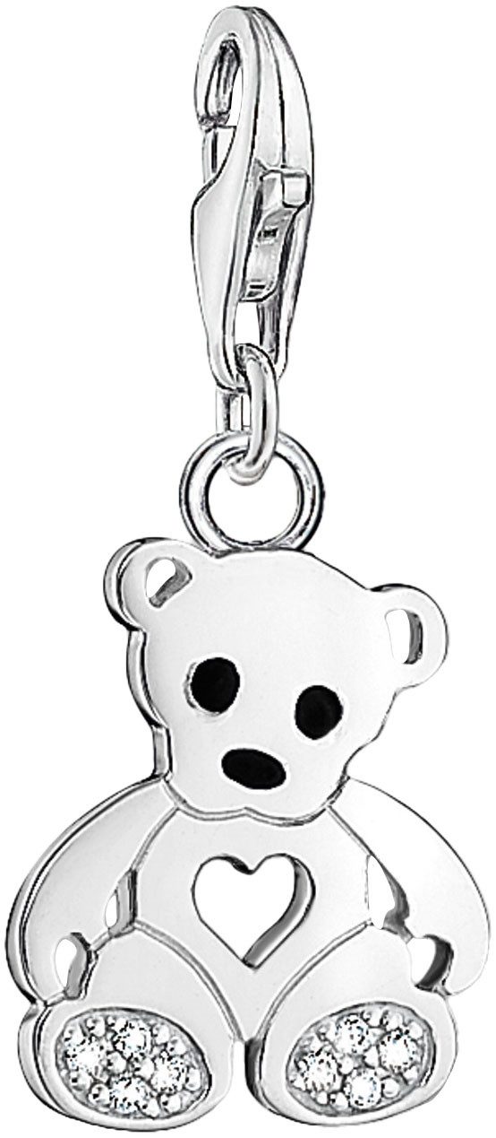 THOMAS SABO Charm-Einhänger Teddybär mit Herz, mit Zirkonia (synth)