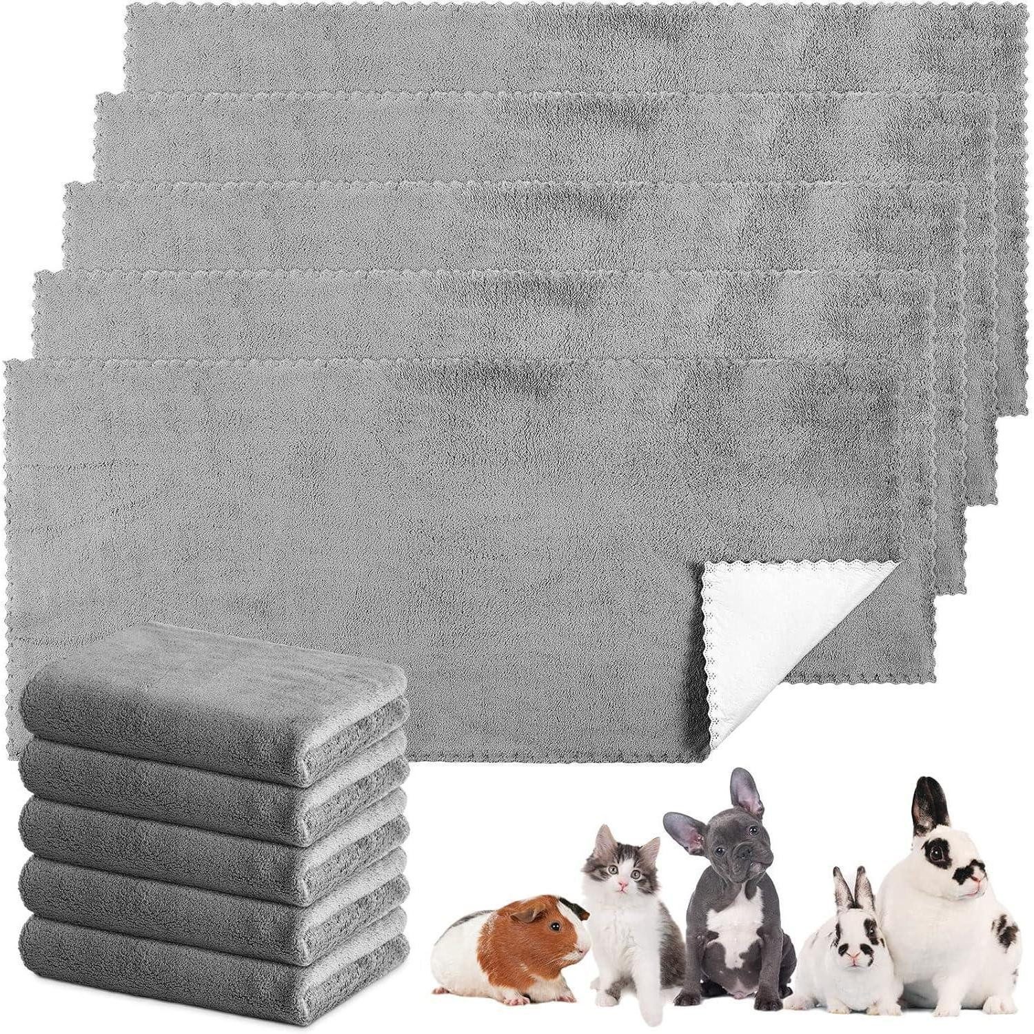 LuxusKollektion Kleintierstreu Meerschweinchen Decken waschbar wasserdicht 10er Set saugfähig grau
