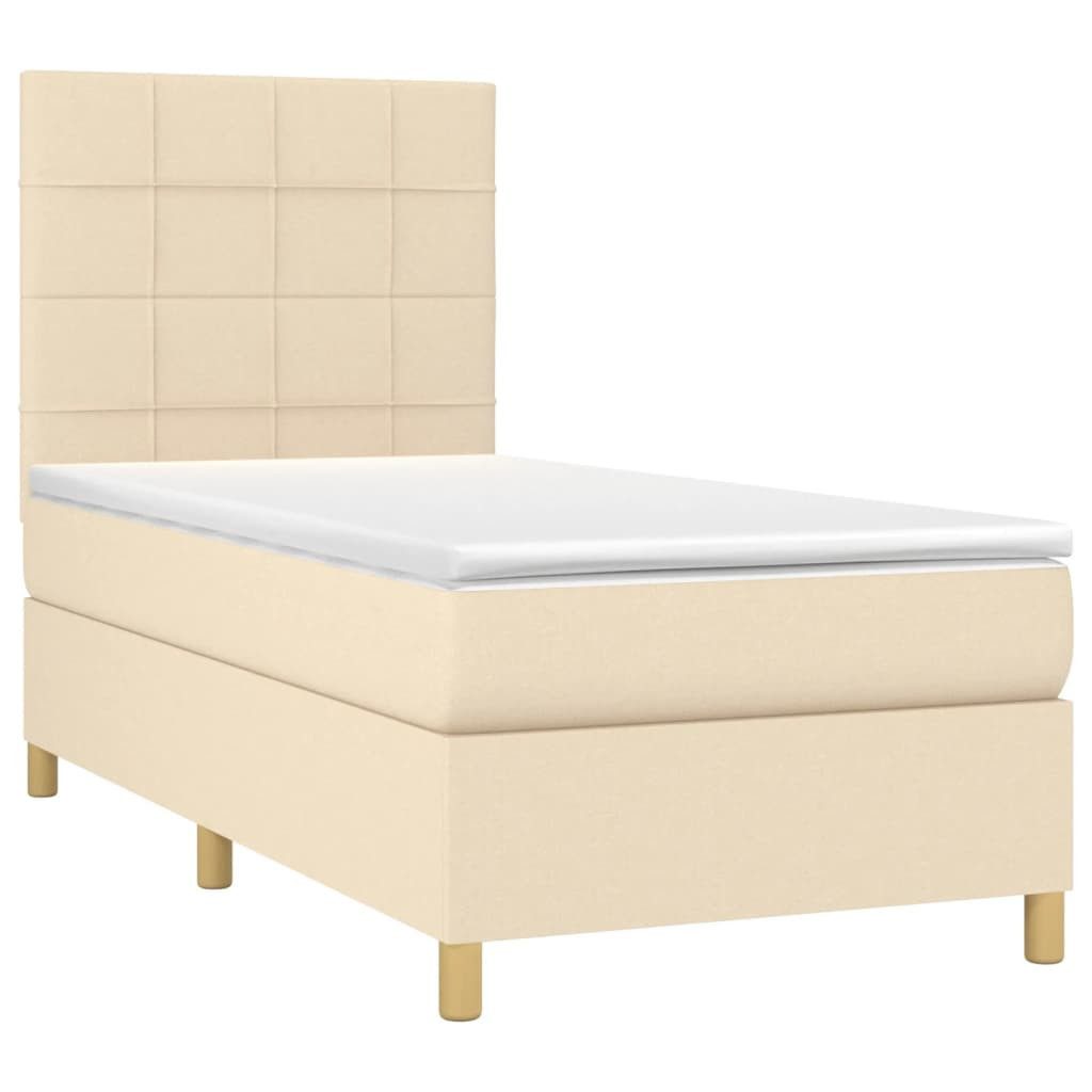 vidaXL Bett Boxspringbett mit Matratze Creme 100x200 cm Stoff