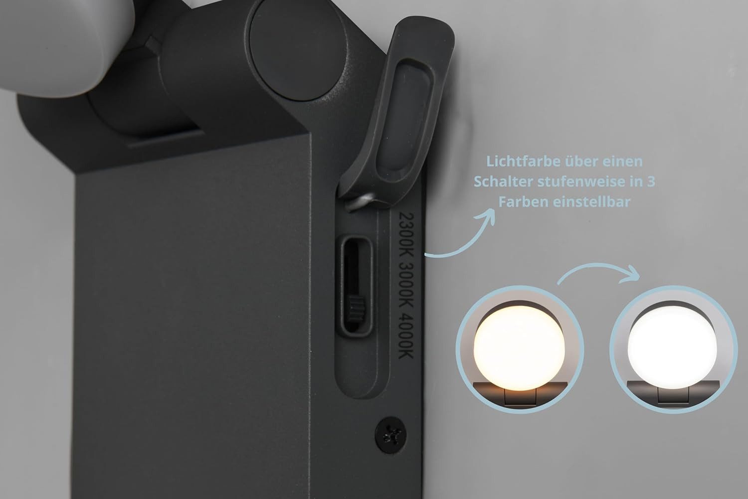lightling LED Außen-Wandleuchte Alena, spritzwasser- und staubdicht, LED fest integriert, Warmweiß, Lichtfarbe einstellbar, kippbar, IP44