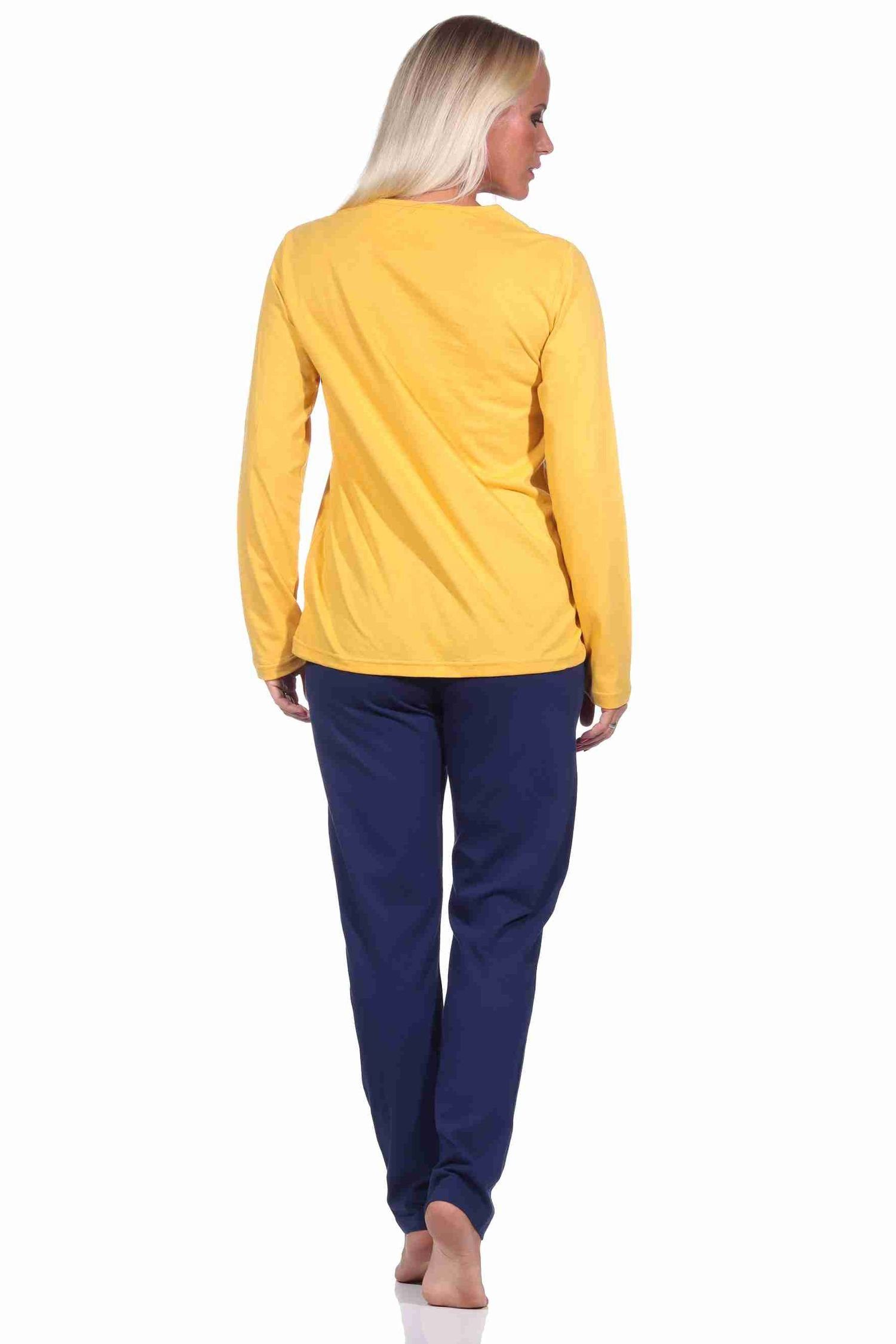 10 Normann mit gelb Damen by 212 Pyjama langarm 900 RELAX Frontprint - Schlafanzug