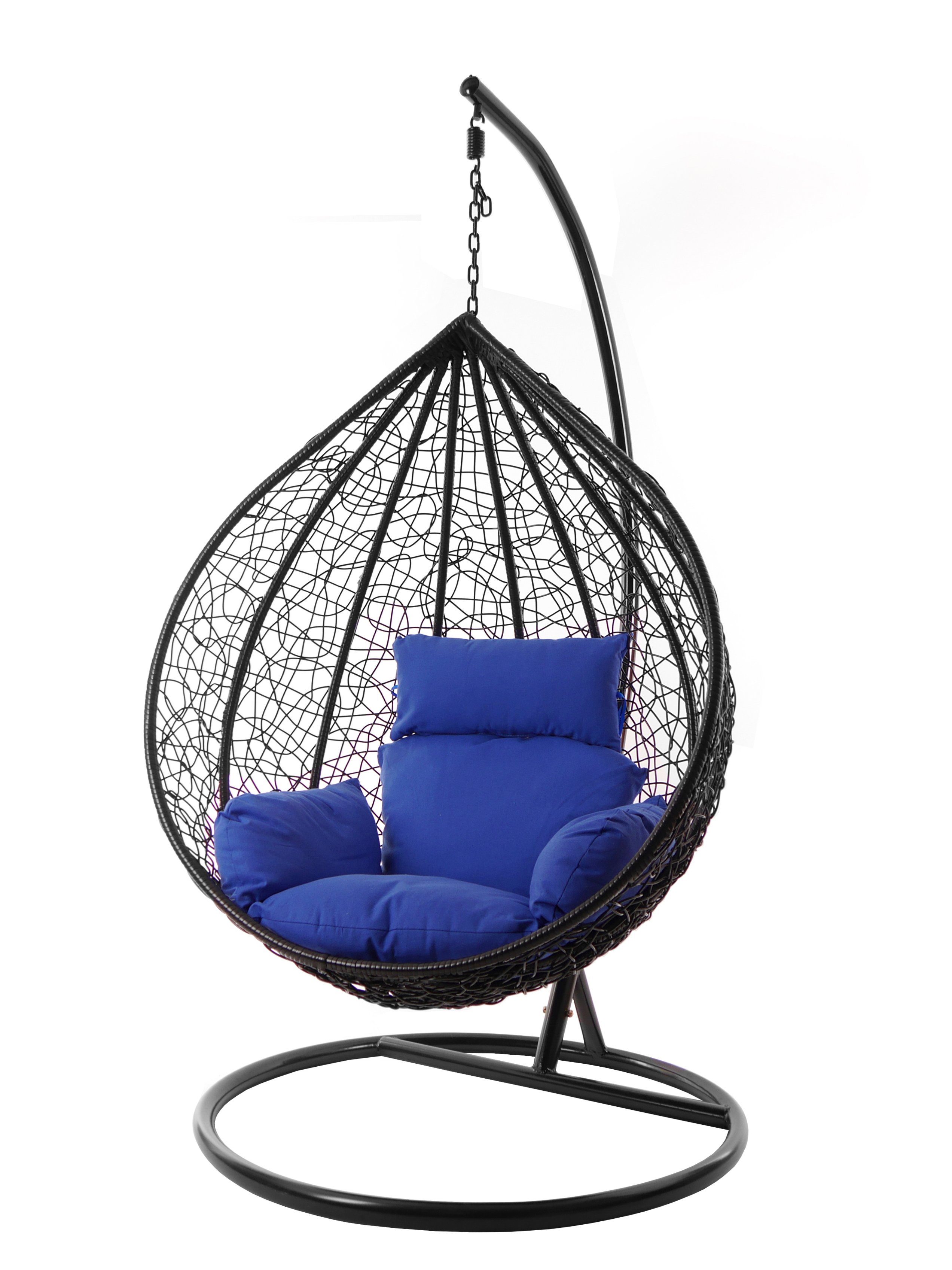 schwarz, KIDEO Hängesessel Chair, edel, verschiedene (5900 Hängesessel Kissen blau Swing Farben Gestell und Nest-Kissen, MANACOR admiral) XXL inklusive,