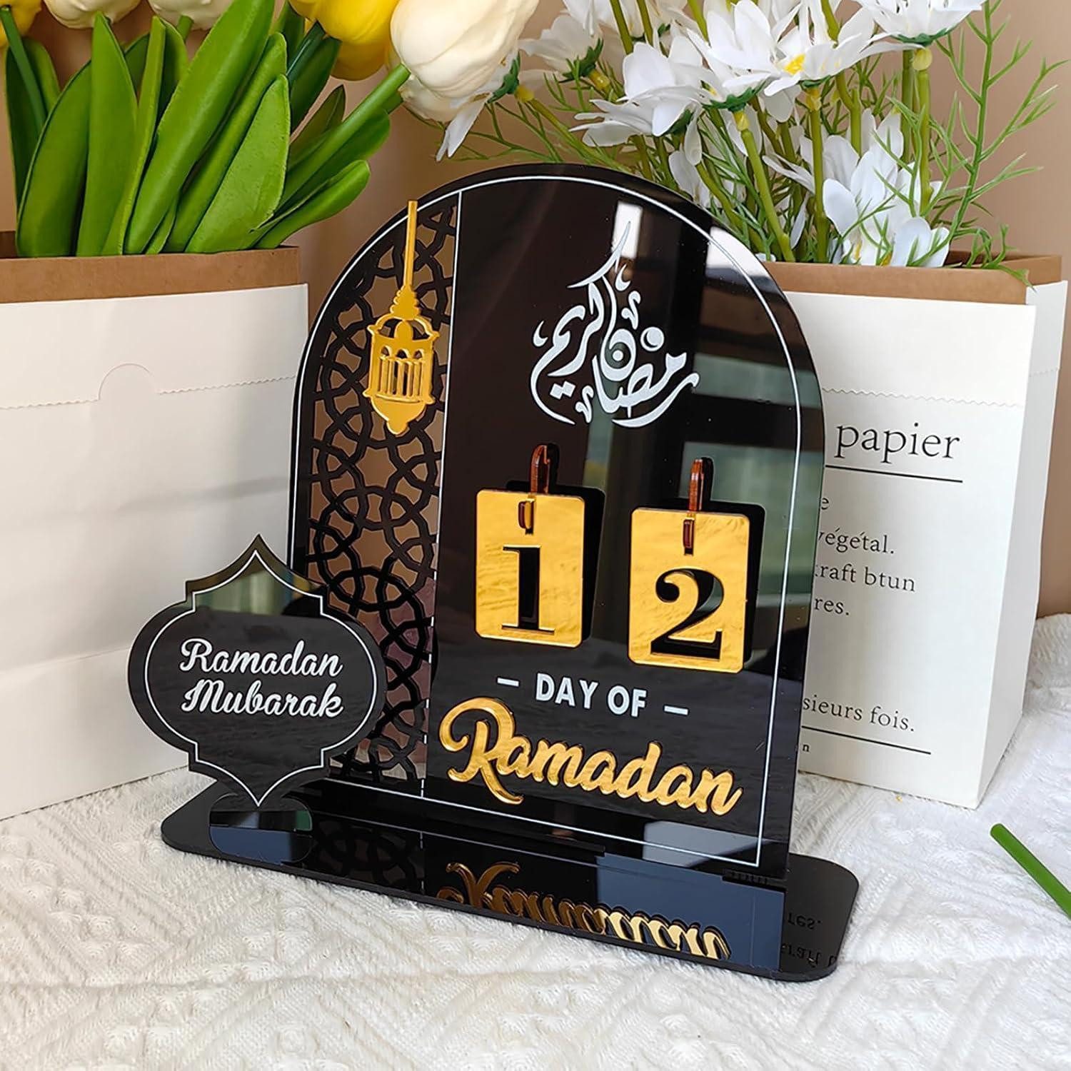LuxusKollektion Adventskalender Adventskalender Ramadan Countdown Acryl Mubarak Deko schwarz gold