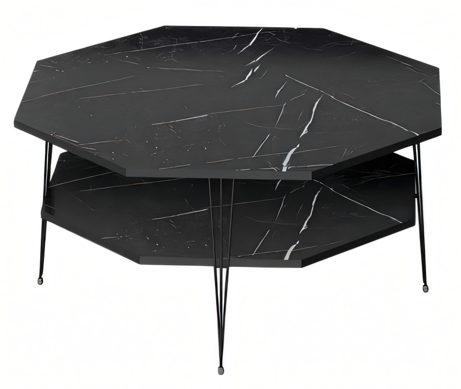Xlmoebel Couchtisch Schwarzer Holz-Couchtisch mit achteckiger Form von XLMOEBEL, Made in Europa