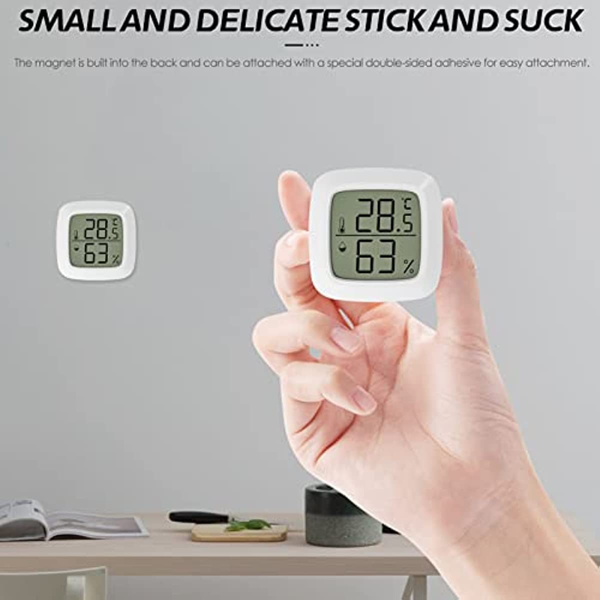 FELIXLEO Hygrometer Klein Thermometer Innen Mini LCD Digital Sensor Weiß x1 Außenwetterstation