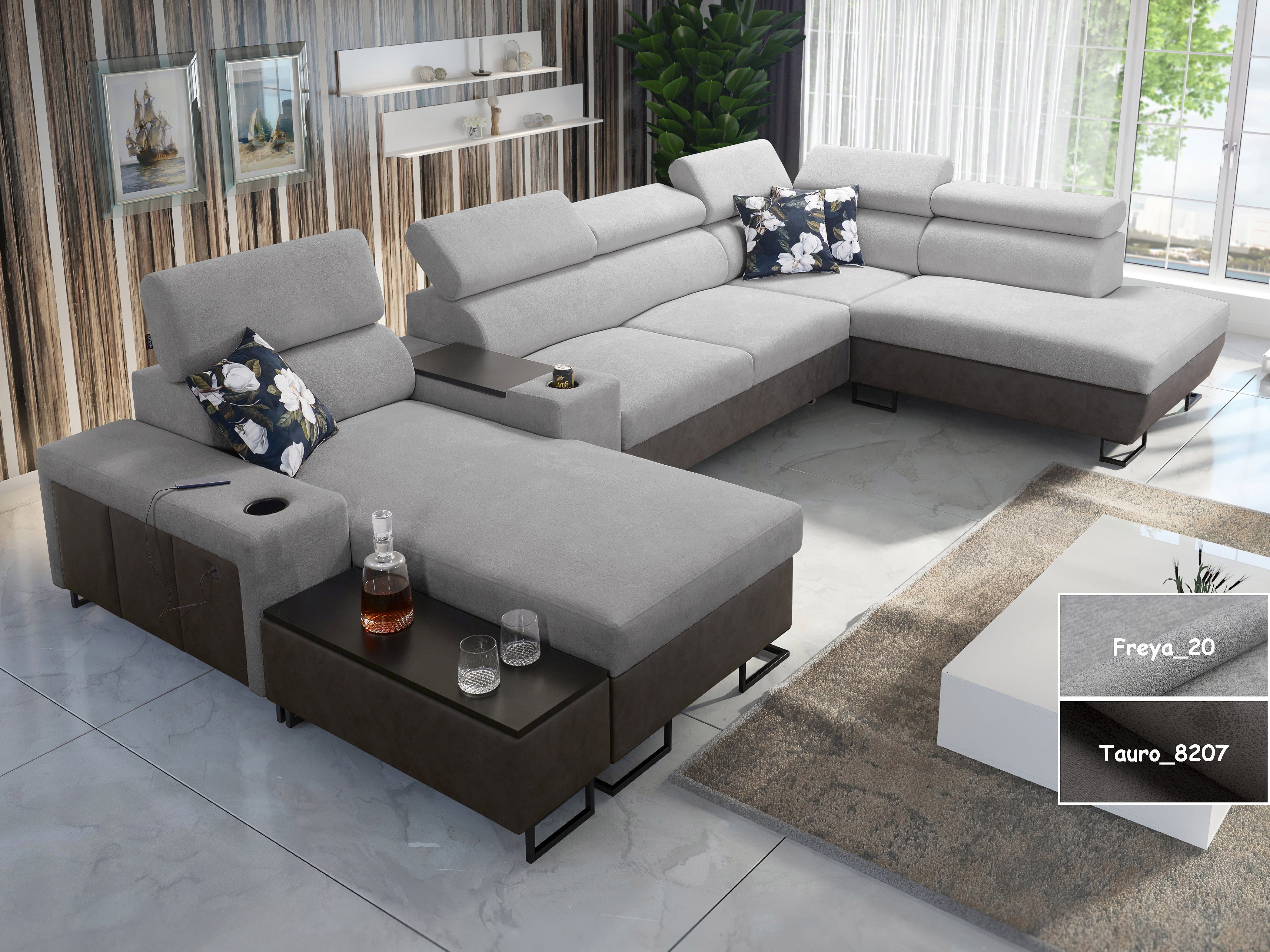 Möbel für Dich Wohnlandschaft in U-Form Melody V, mit Ablagetisch, Barfach, günstig online kaufen