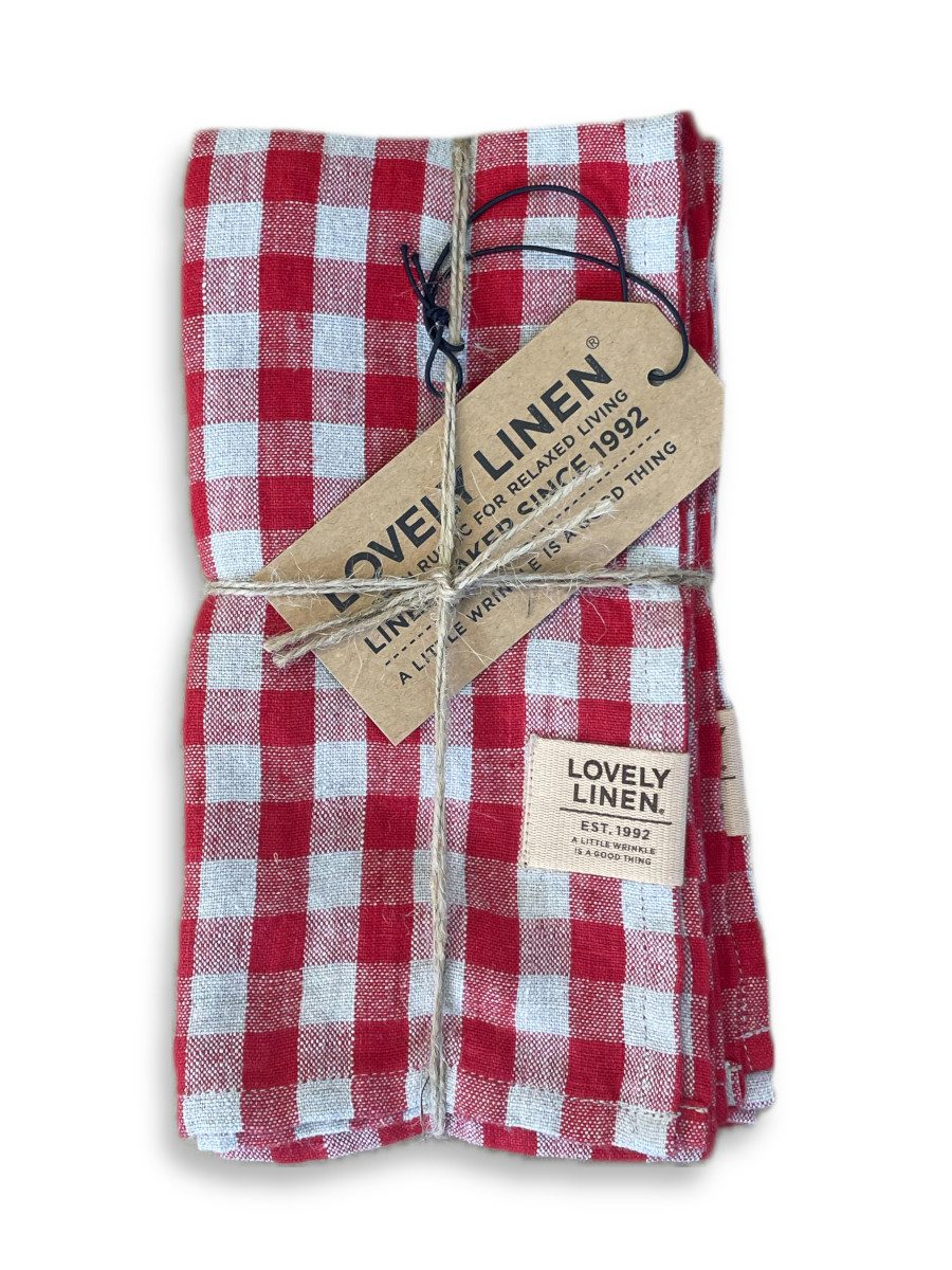 Lovely Linen Stoffserviette Linen Misty Serviette Leinen square real red 45x45cm (1 Stück)