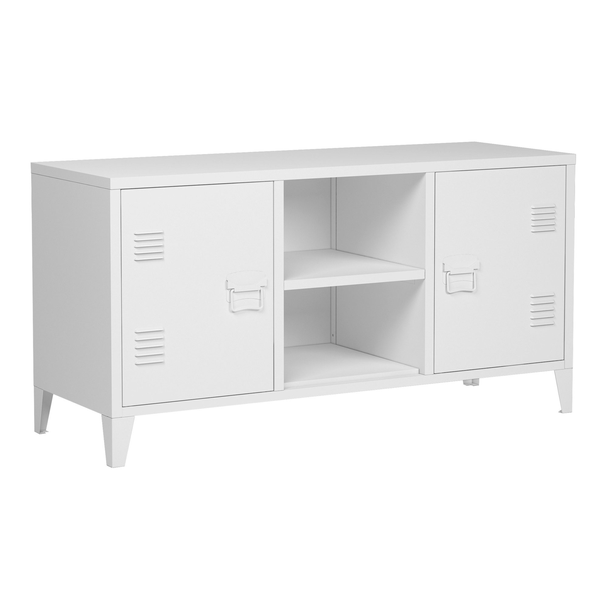 en.casa Sideboard, »Kotka« mit 2 Türen Metall 113 x 40 x 58 cm Weiß günstig online kaufen