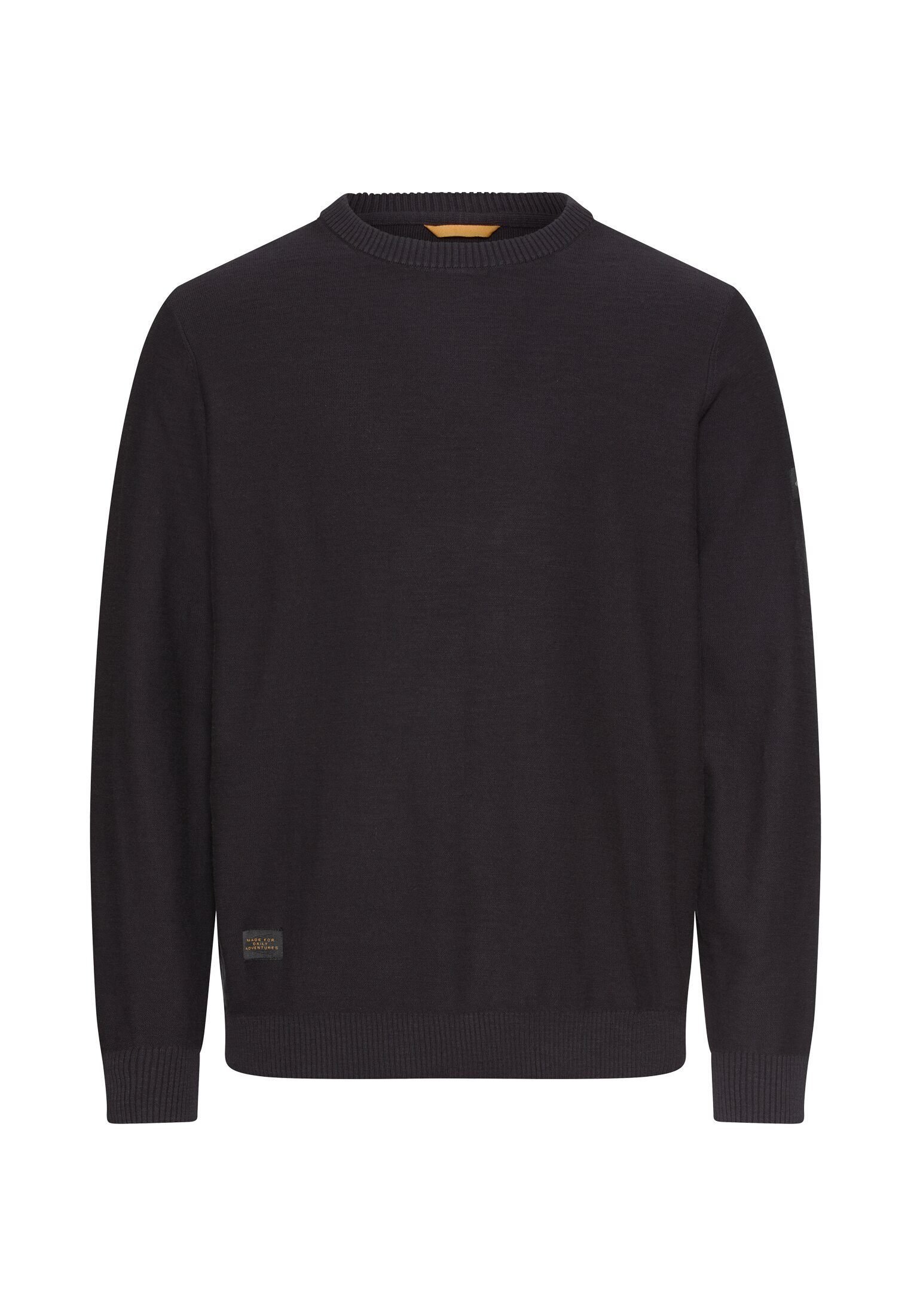 camel active Strickpullover aus reiner Baumwolle Langarm Rundhals Markenlogo