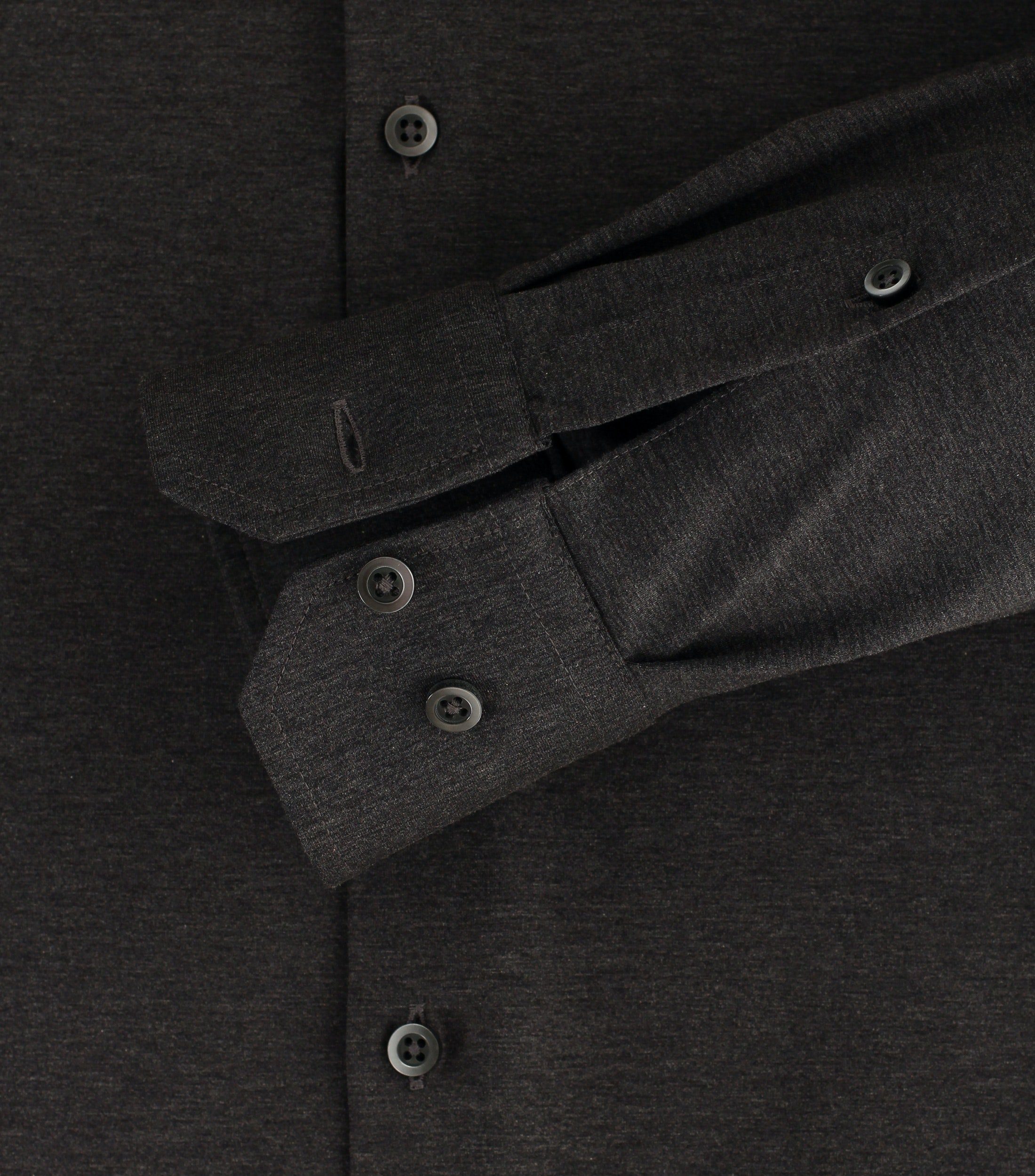 Stretch Dunkelgrau Anthrazit Einfarbig - Jerseyhemd Fit mit Modern Langarm - VENTI Businesshemd - -