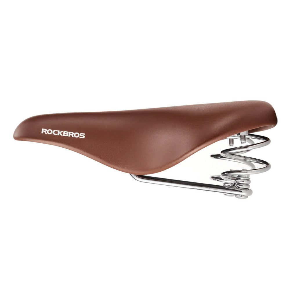 ROCKBROS Fahrradsattel Komfortsattel Federsattel Tourensattel (Spar-Set, 1-tlg., 534 g gefedert), Doppelfederung, Mikrofaser, Stahlstreben, Retro-Look