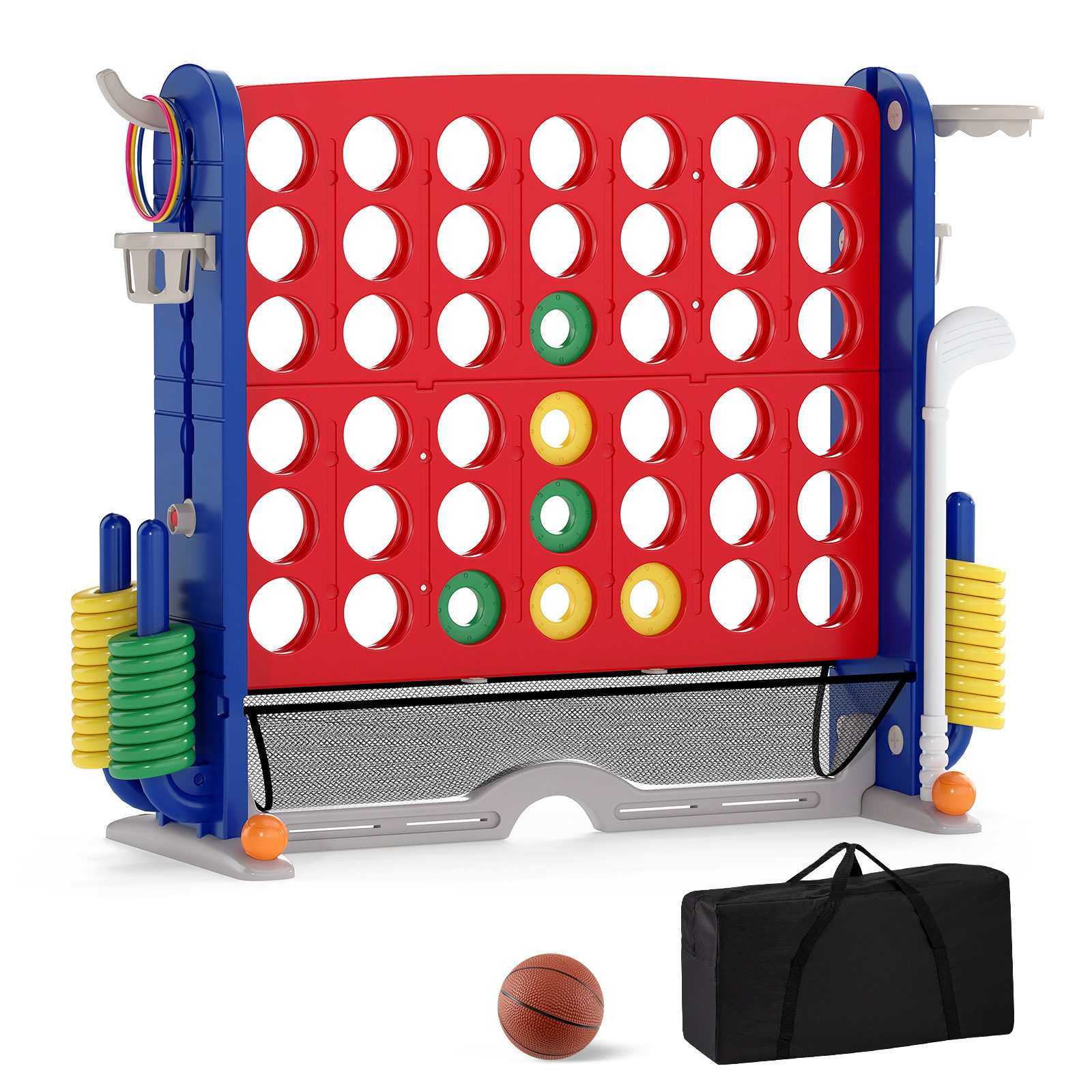 COSTWAY Spiel, 4 in Einer Reihe Strategiespiel, höhenverstellbar
