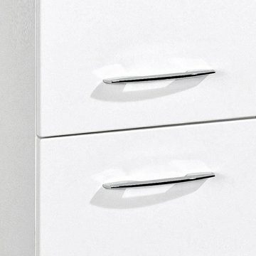 Lomadox Badmöbel-Set FLORIDO-03, (Spar-Set, 2-St), weiß 100cm Waschtisch 2 Türen Spiegelschrank LED-Aufbauleuchte