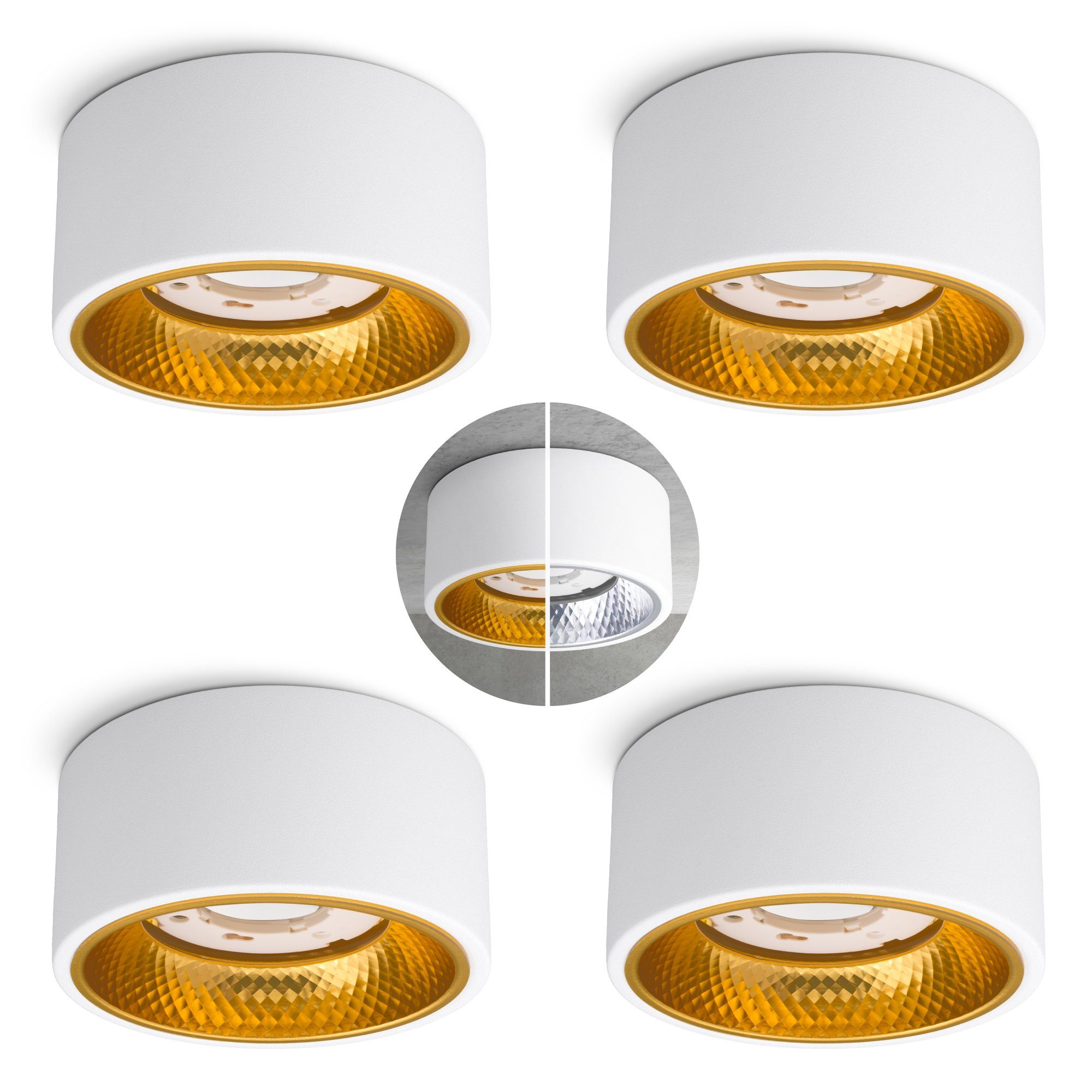 SSC-LUXon Aufbauleuchte OLINO Aufbau Deckenlampe in weiß rund Fassung für GX53 Aufbaulampe