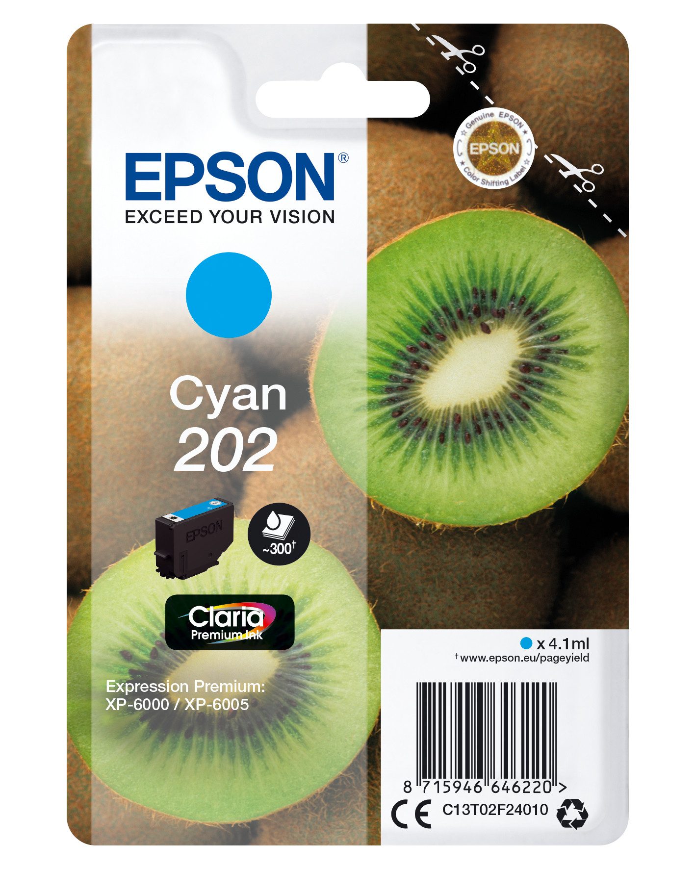 Epson Tintenpatrone 202 Cyan (300 Seiten) Tintenpatrone