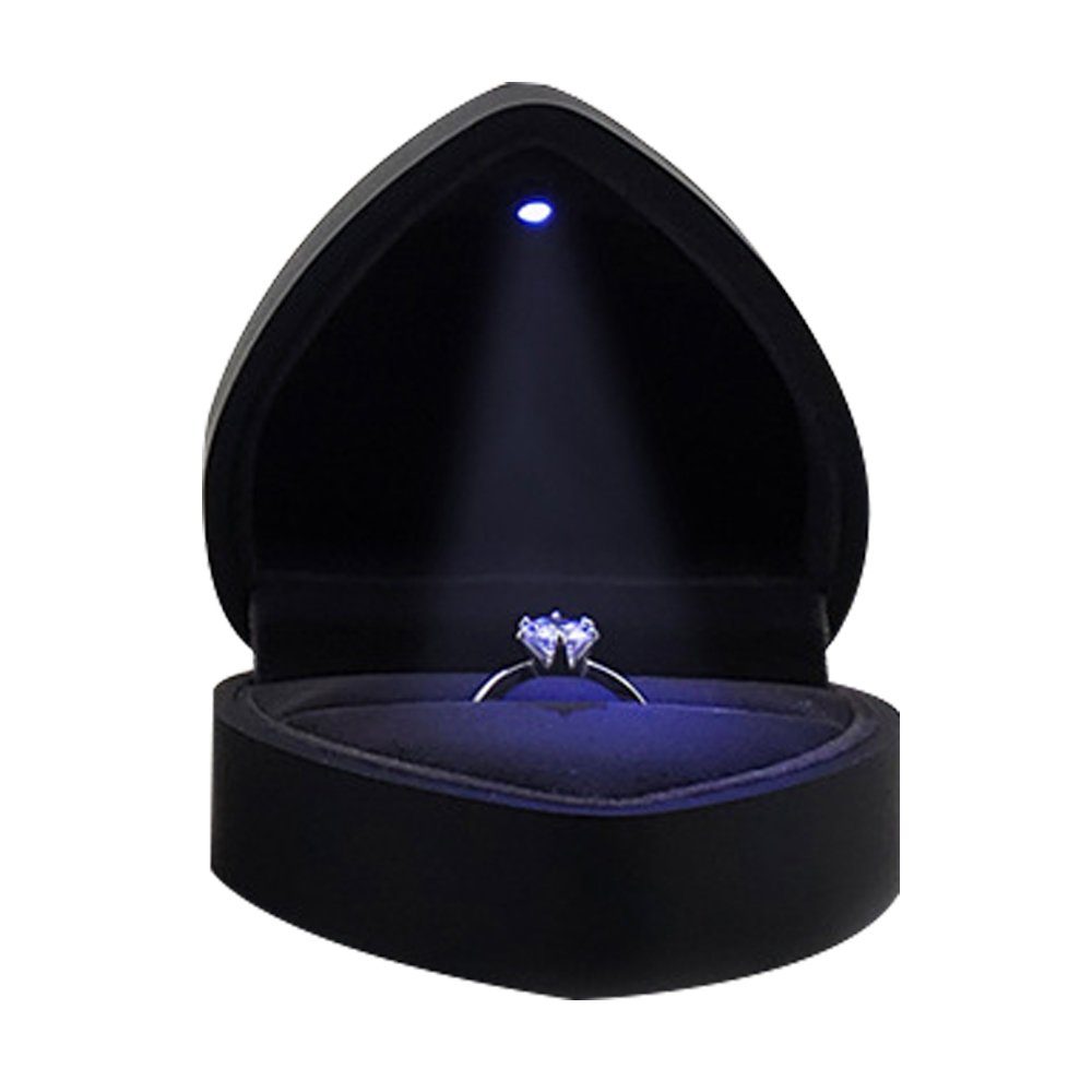 GelldG Geschenkbox Ringbox mit LED Licht Ringschachtel Herzform  Schmuckkästen für Ring Halskette Anhänger