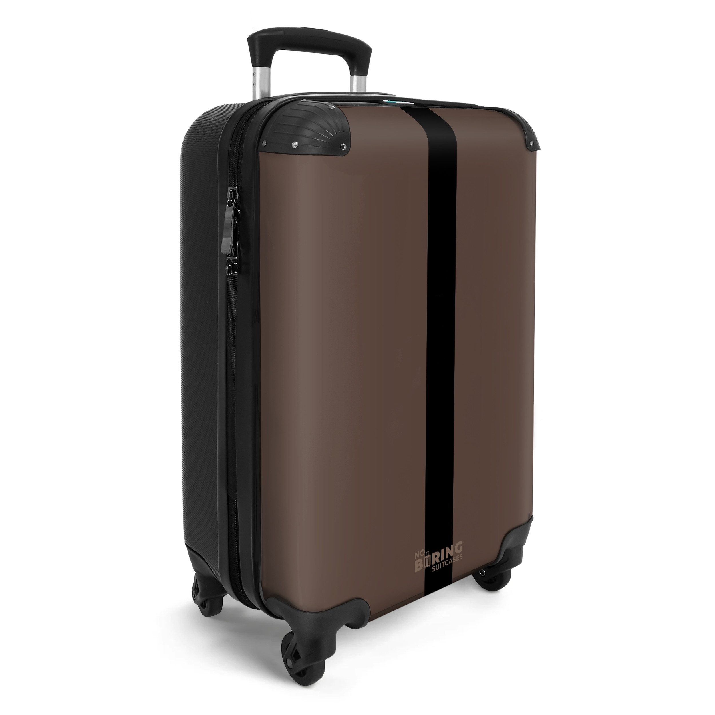NoBoringSuitcases.com© Hartschalen-Trolley Dunkelbraun mit schwarzem Streif günstig online kaufen