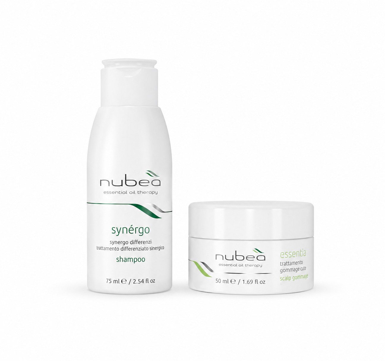 Nubeà Haarpflege-Set Travel Haarkit Essentia + Synérgo, 2-tlg., Vegan, bringt die Kopfhaut ins Gleichgewicht