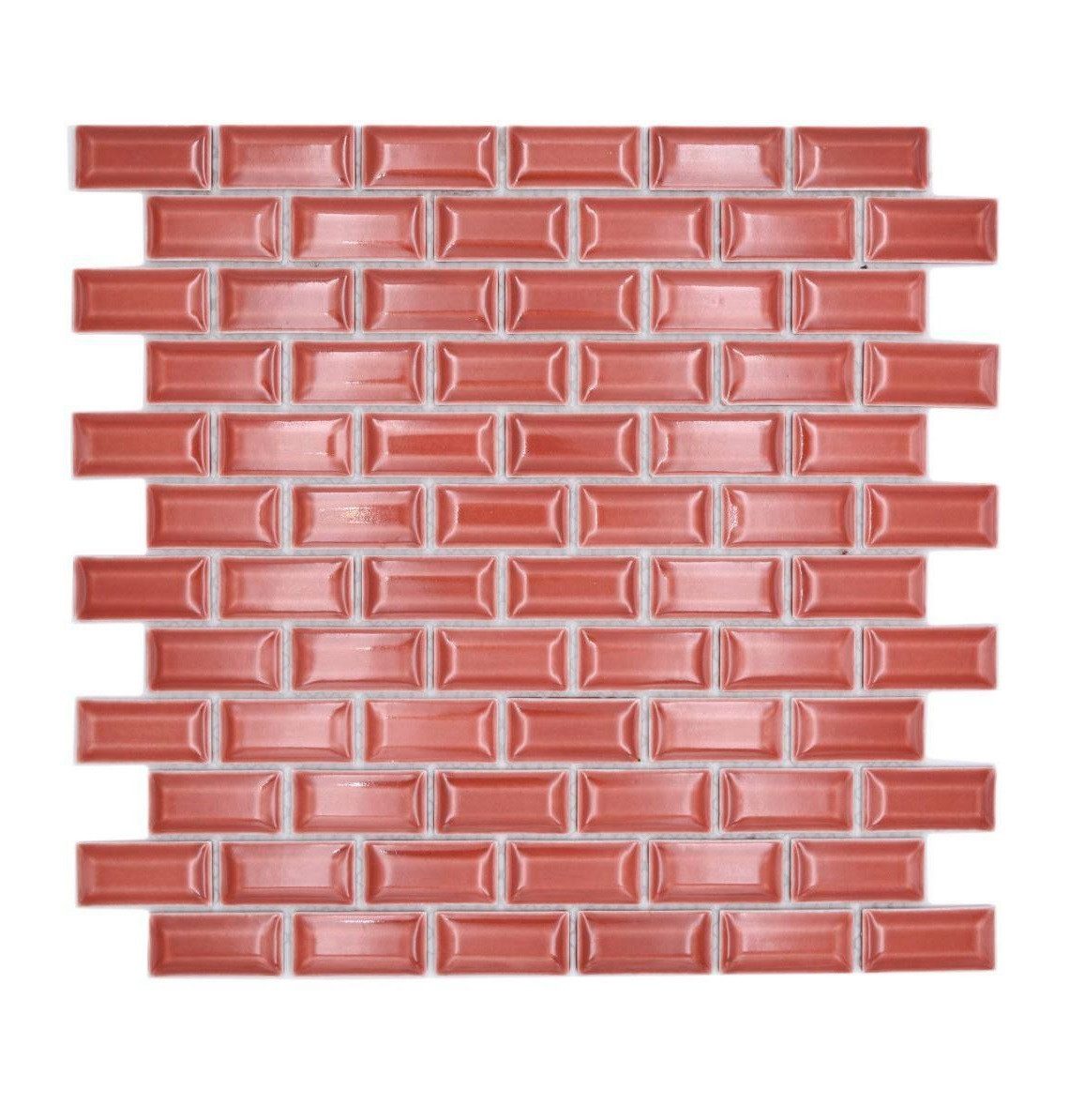 Mosani Mosaikfliesen Rechteckiges Keramikmosaik Mosaikfliesen rot glänzend