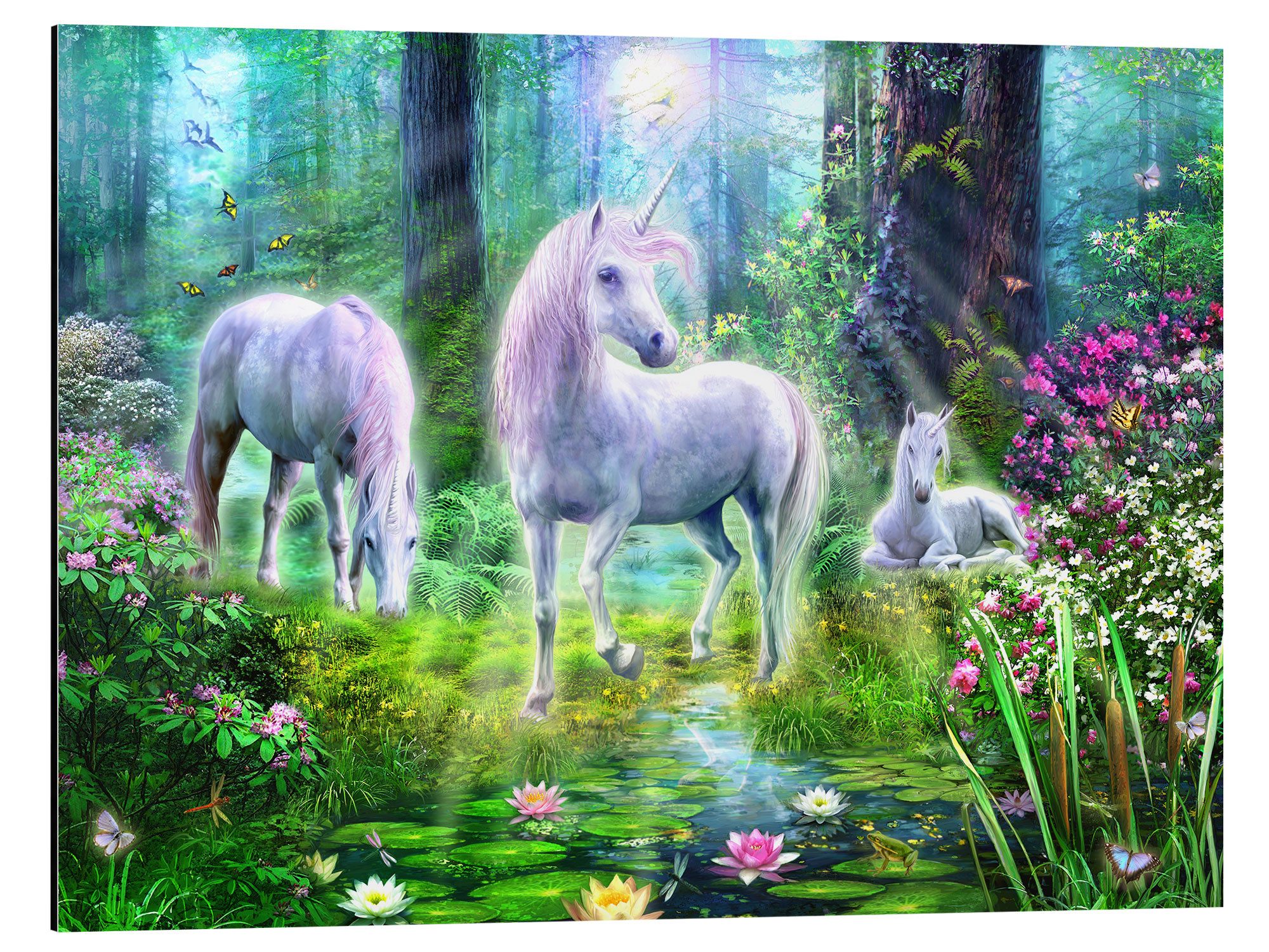 Wandbild Einhornfamilie der Wälder