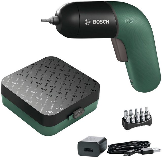 BOSCH Akku-Bohrschrauber IXO, 3,4 V, inkl. 10-tlg. Bit-Set, Akku und Ladegerät