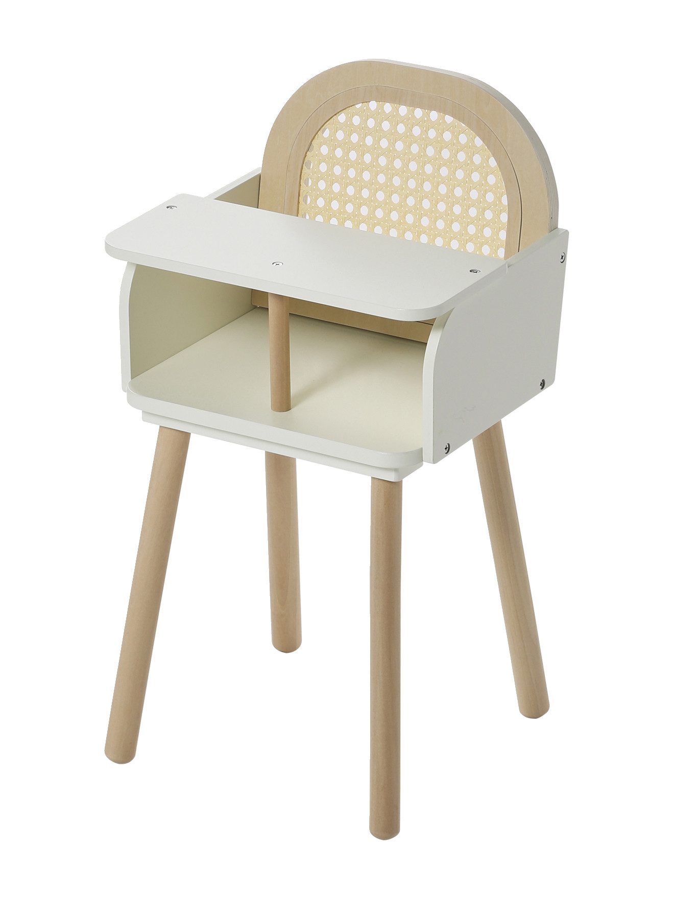 vertbaudet Puppen Accessoires-Set Puppen Hochstuhl PETITE POESIE, Rattan/Holz FSC®, Rattangeflecht