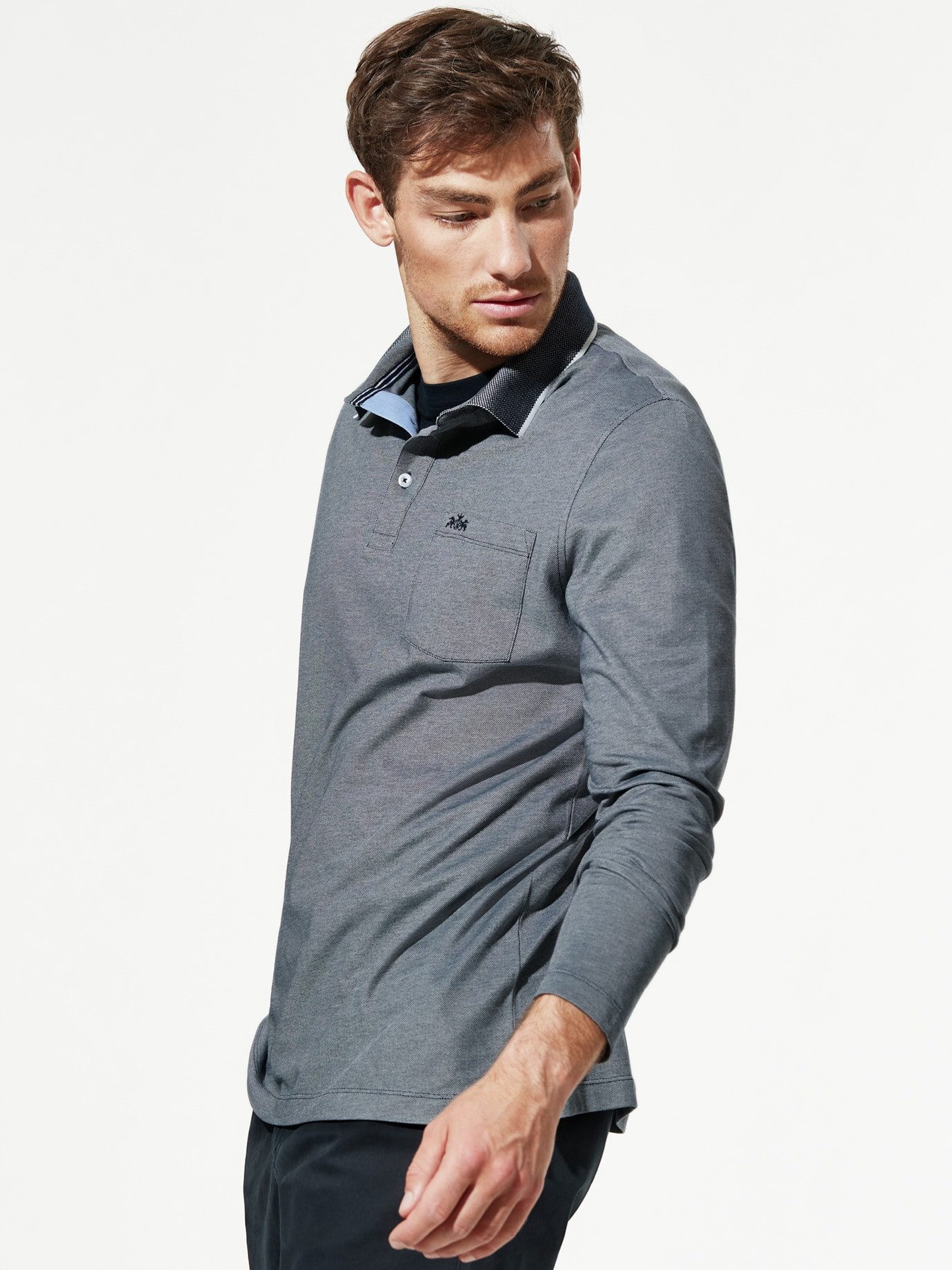 Walbusch Poloshirt Herren Extraglatt-Polo Thermoleicht Shirt bügelfrei Angerautes Piqué, leicht wärmend, pflegeleicht, mit Brusttasche