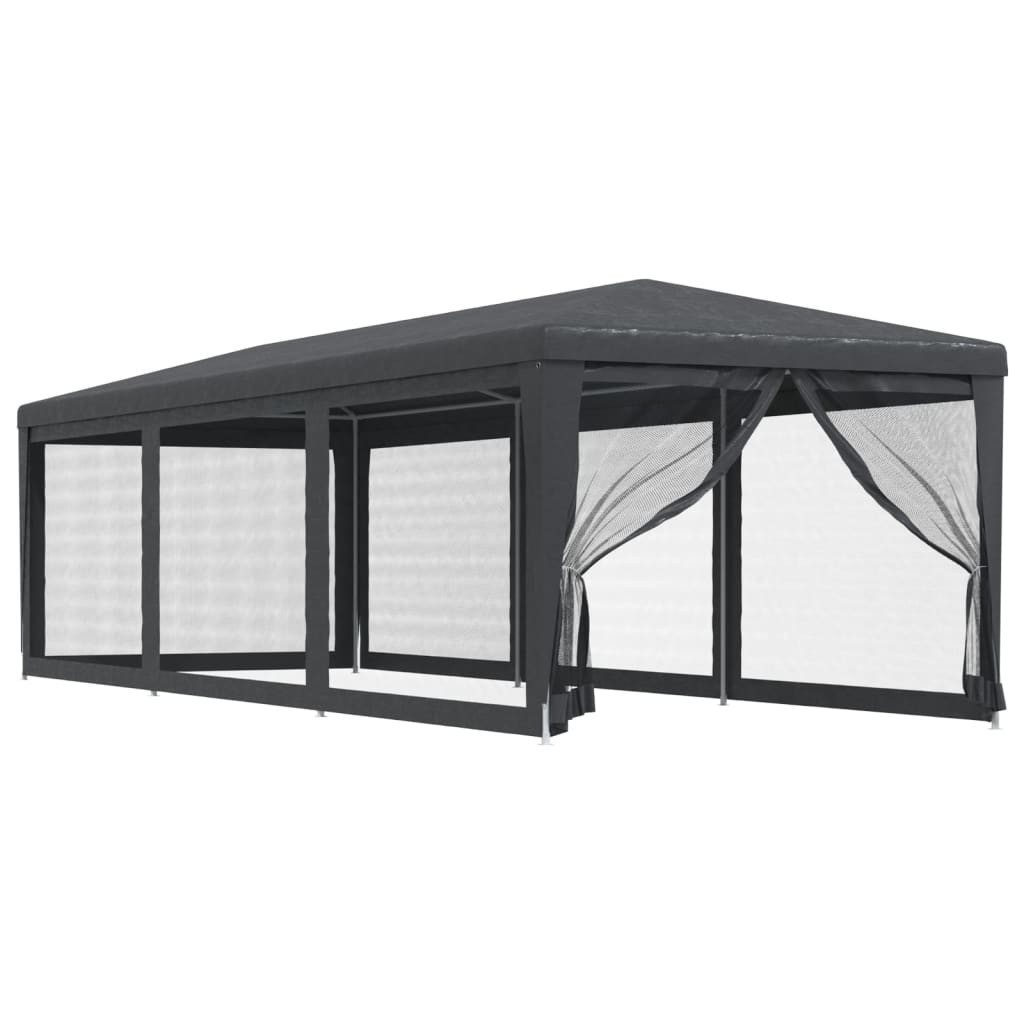 Pavillon Pavillon Partyzelt mit 8 Mesh-Seitenwänden Anthrazit 3x9 m HDPE