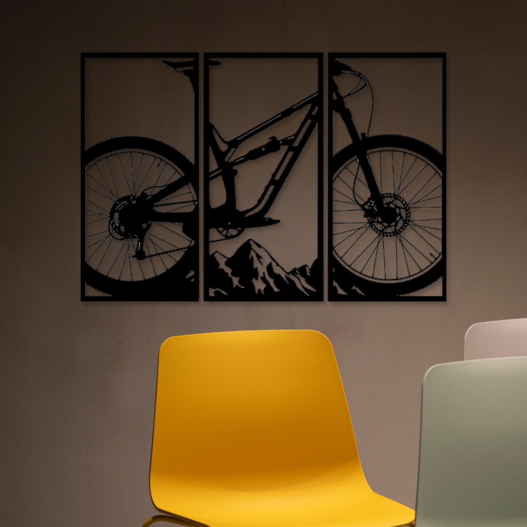 WoodFriends Wandbild aus Holz Mountainbike Fahrrad Holzschild zum Aufkleben Fahrradliebe, Deko Wandkunst Geburtstagsgeschenk Radler Fahrradsport