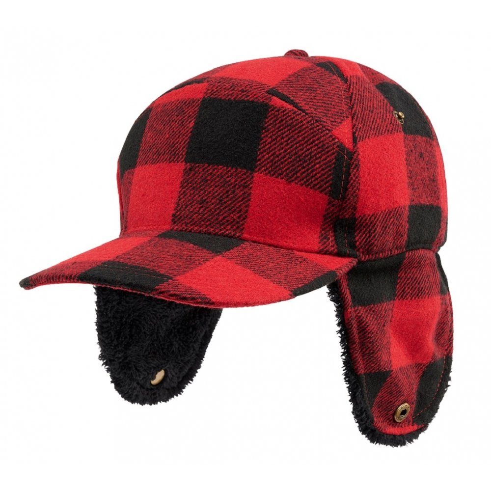 rot-schwarz komplett Schirmmütze (Packung) weichem Lumberjack Innen gefüttert Wintercap Kunstfell red-black Brandit mit