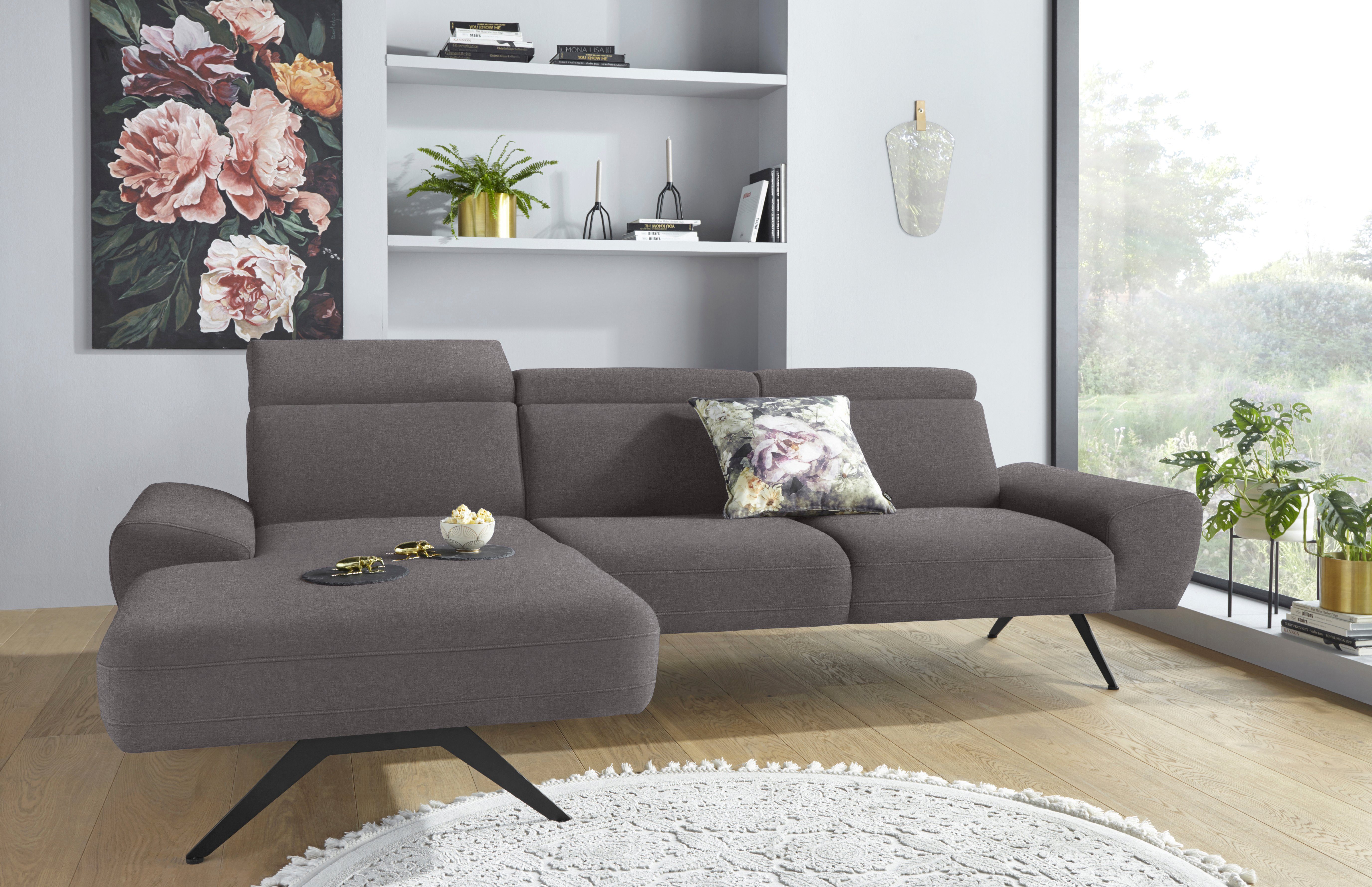 DOMO collection Ecksofa, inklusive Kopfteilverstellung, wahlweise mit ...