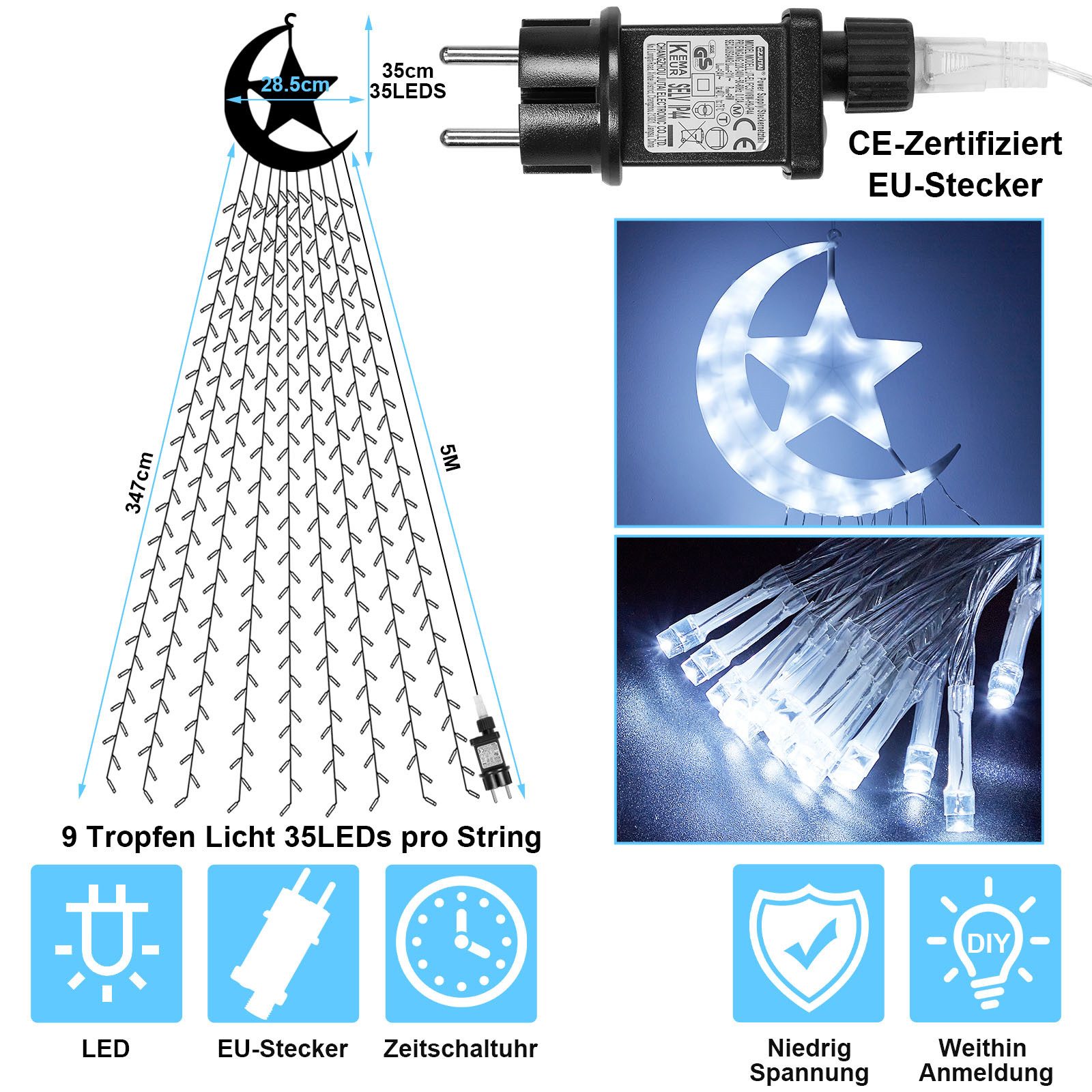 Rosnek LED-Baummantel Stern-Topper, 8 Modi, für günstig online kaufen