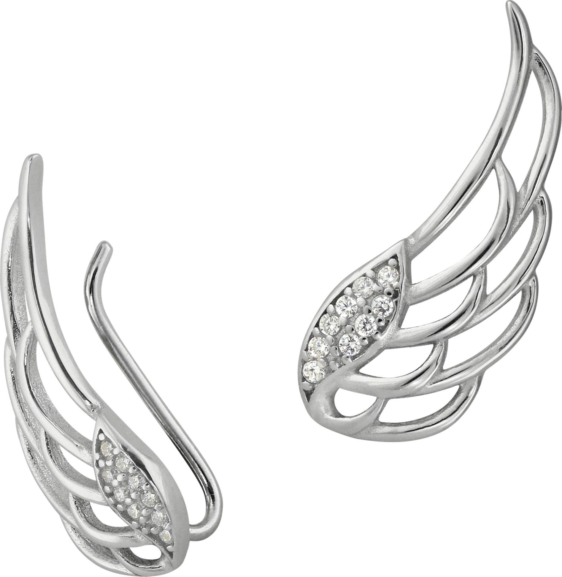 SilberDream Paar Ohrklemmen SilberDream weiß Ear Cuff Flügel Ohrringe  (Ohrklemme), Damen Ohrklemme Ear Cuff Flügel 925 Sterling Silber, weiß