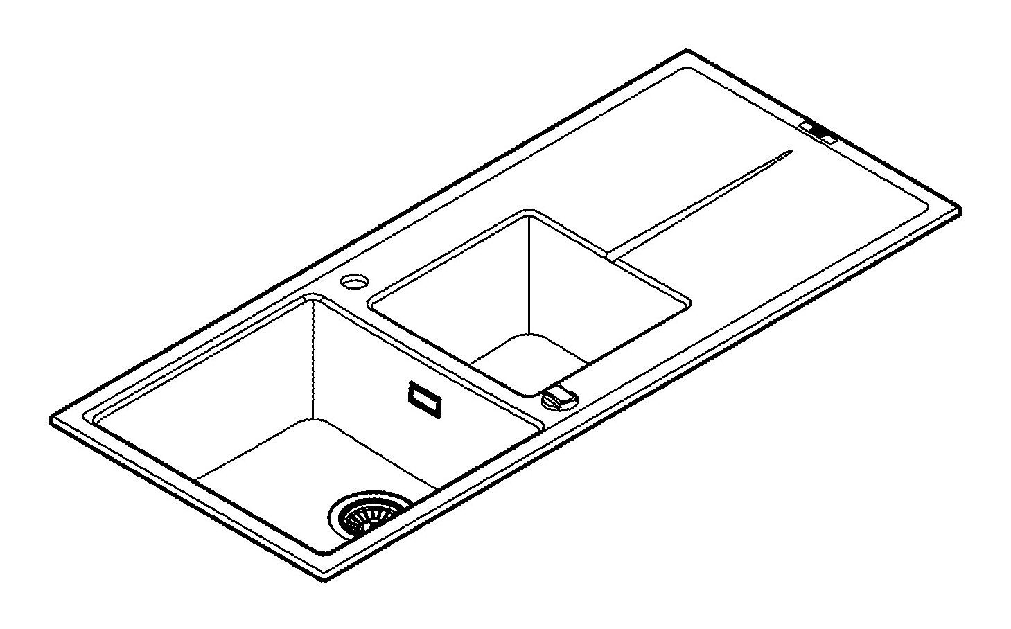 Grohe Küchenspüle K400, 50/116 cm, Doppel-Einbauspüle mit Abtropffläche 1160 x 500 mm