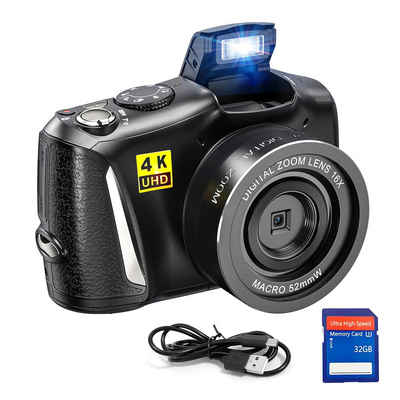 Fine Life Pro Kompaktkamera (Makro-Objektiv, 48 MP, 4K UHD Digitalkamera mit rotierendem Armaturenbrett für Anfänger)