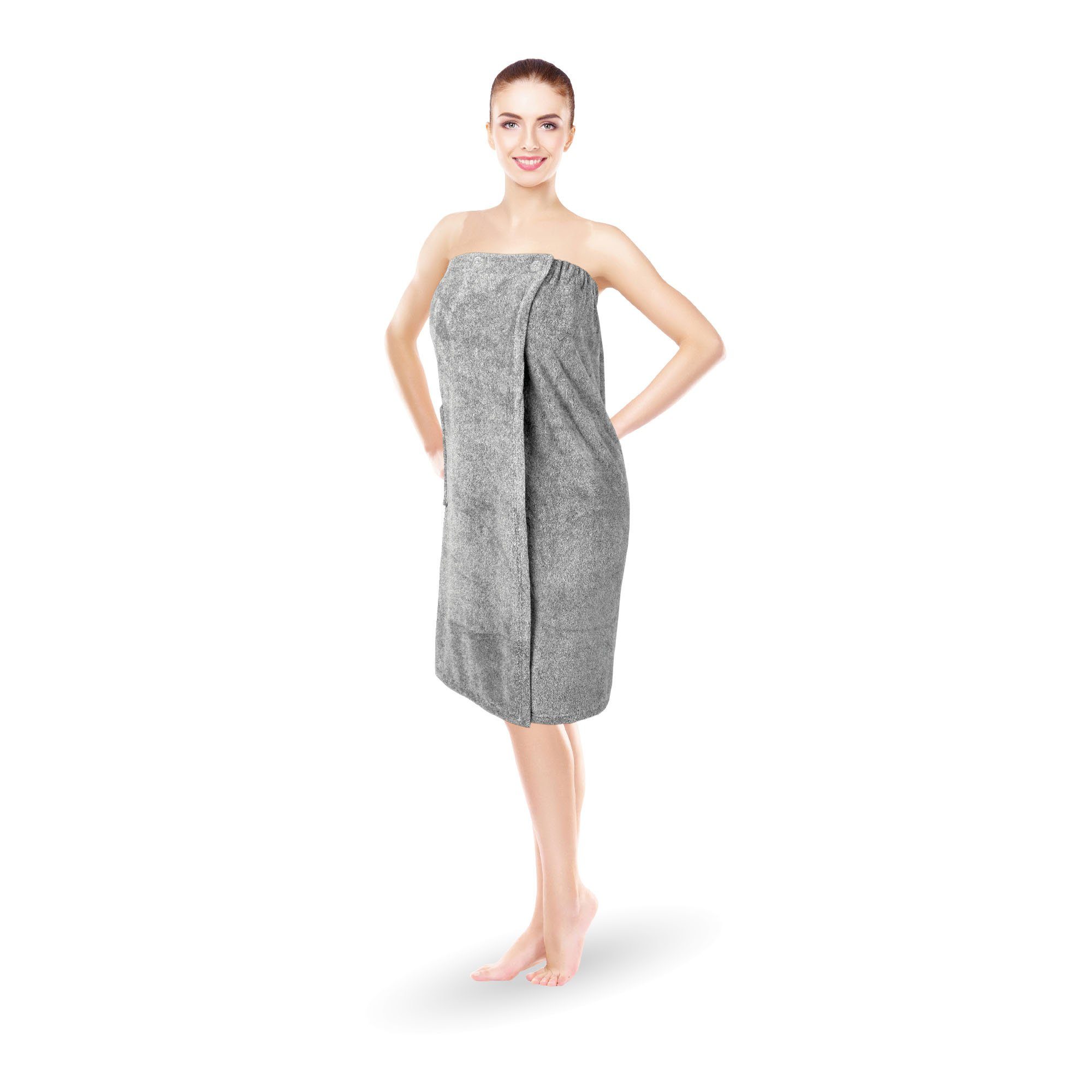 Bestlivings Saunatuch Damen 80x145cm, (1-St), Sauna Kilt "Flauschig" Saunahandtuch mit Gummizug und Knopfverschluss