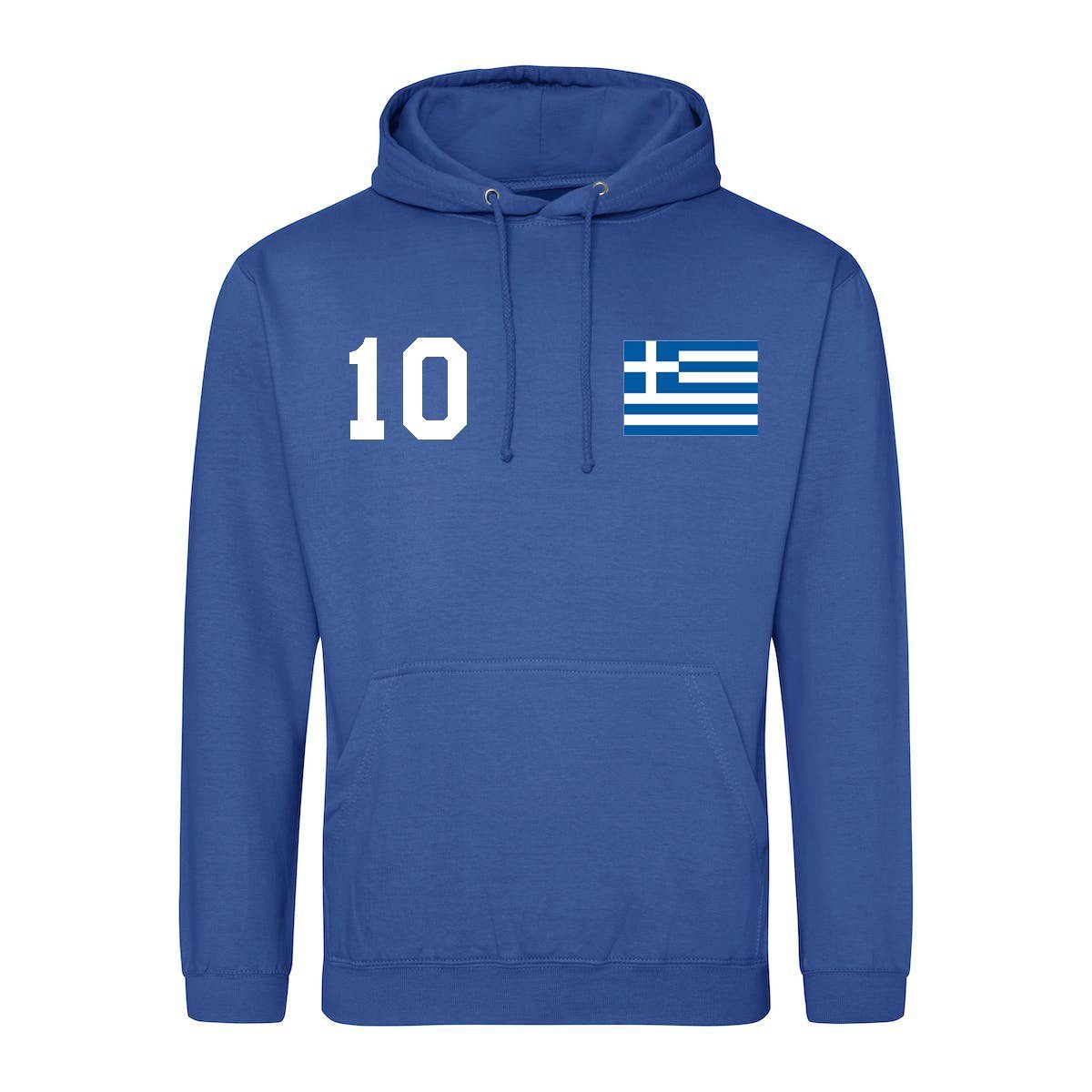 Youth Designz Kapuzenpullover Griechenland Herren Hoodie Pullover im Fußball Trikot Look mit trendigem Frontprint
