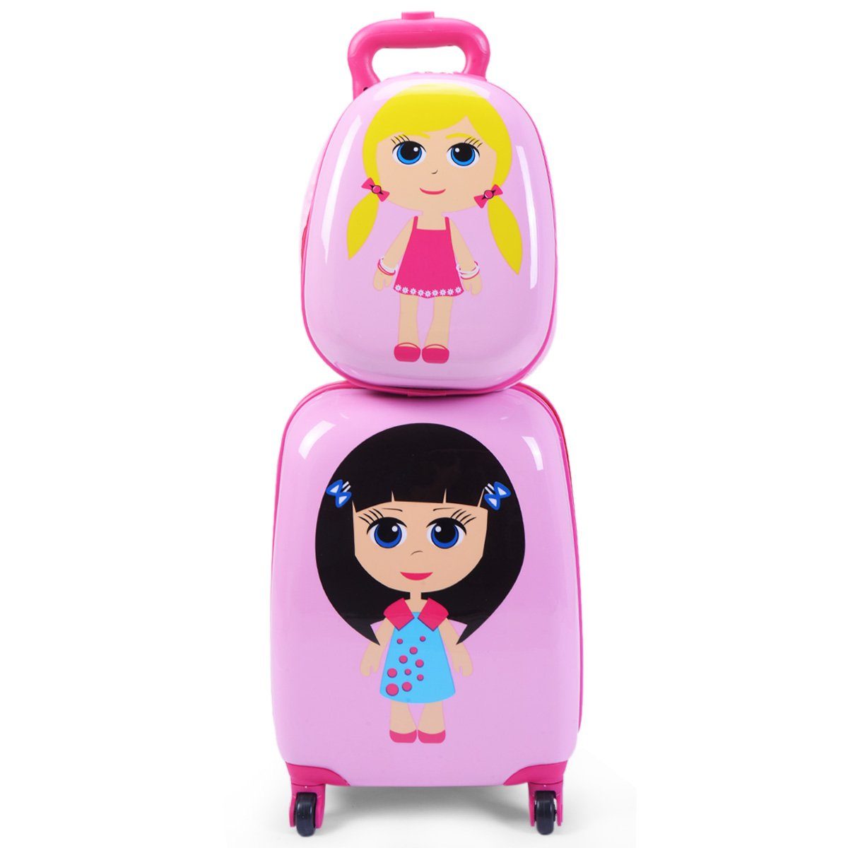 COSTWAY Kinderkoffer Kindergepäck, Reisegepäck, 2tlg Kinderkoffer + Rucksack