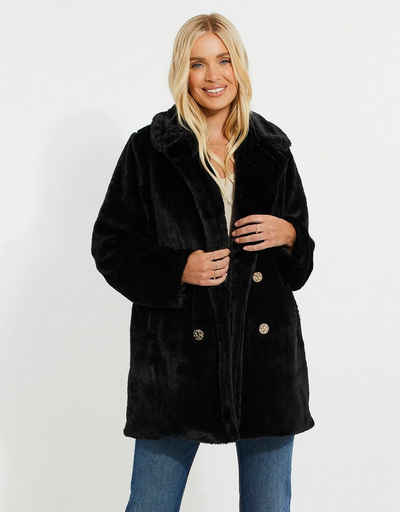 Threadbare Wollmantel THB Furry Fur Coat