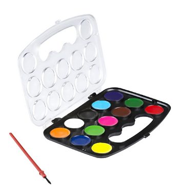 Topwrite Kids Aquarellfarbe 12 WASSERFARBEN + Pinsel Aquarell Deckfarbkasten Malkasten Malset 09, Farbkasten Farben