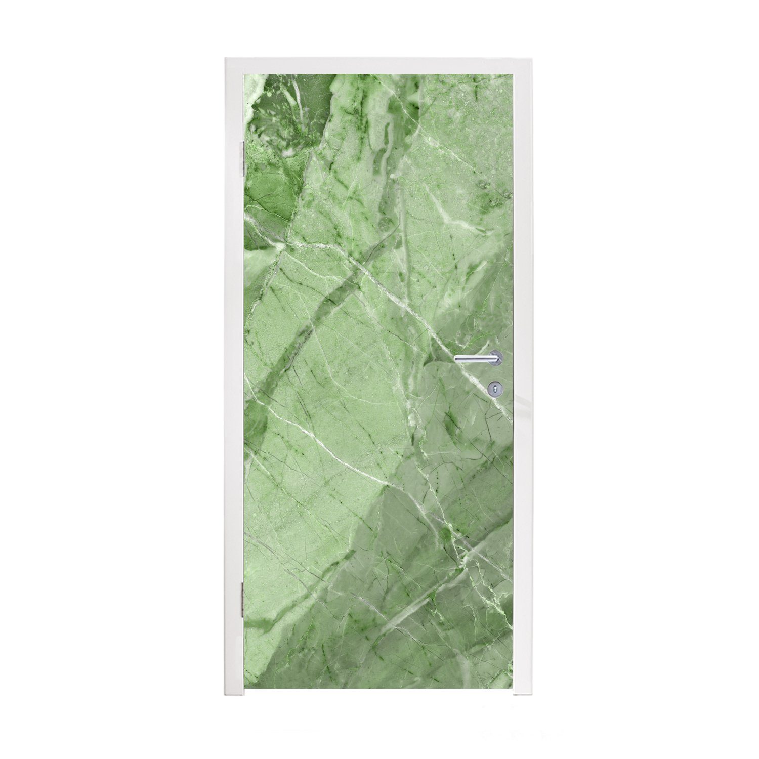 - cm Fototapete Granit für Türtapete - (1 Weiß, - bedruckt, MuchoWow Tür, St), 75x205 Türaufkleber, Grün Kristall Matt,