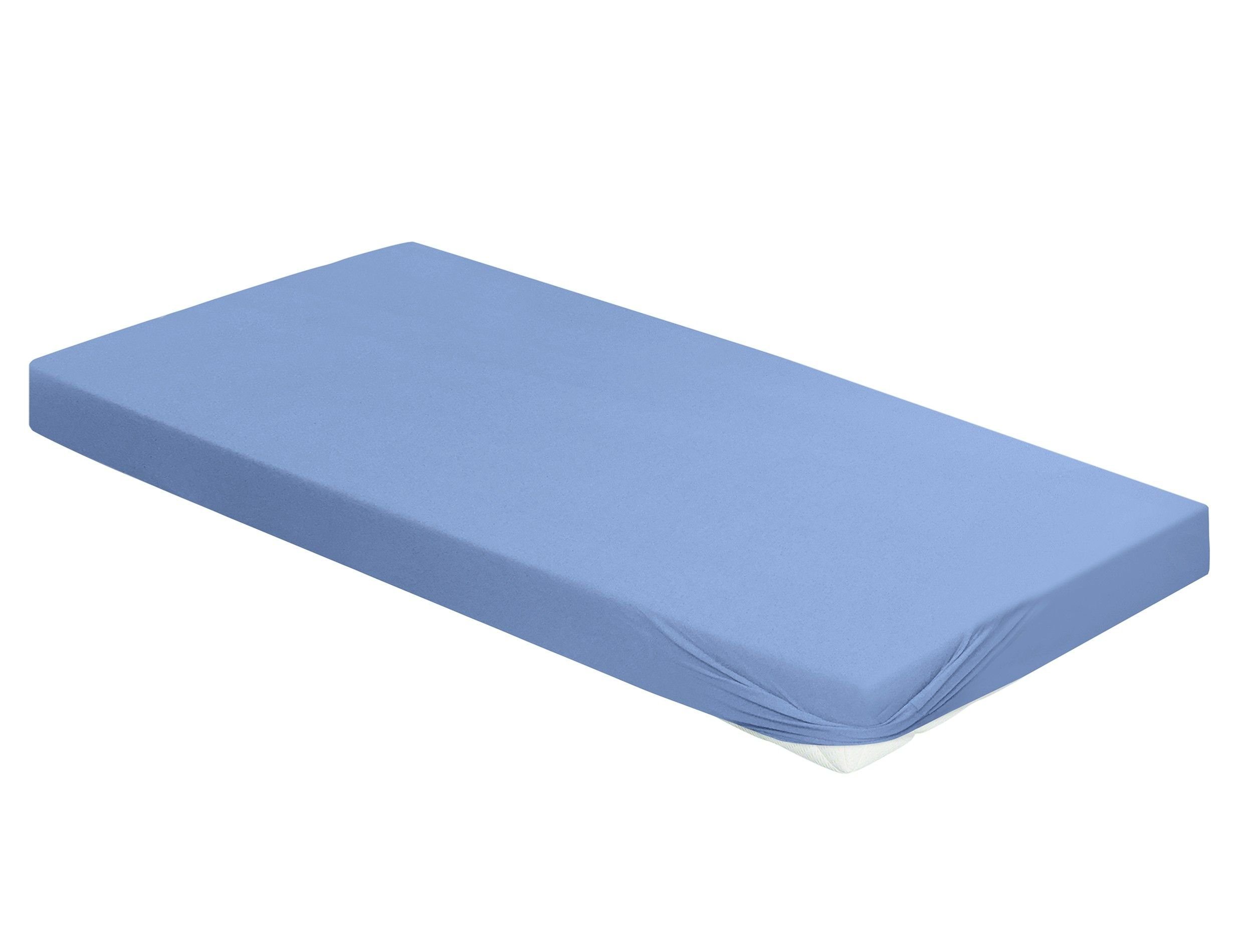 Irisette Spannbettlaken irisette Spannbettlaken MERKUR Biber BL 100x200 cm blau Spannbetttuch