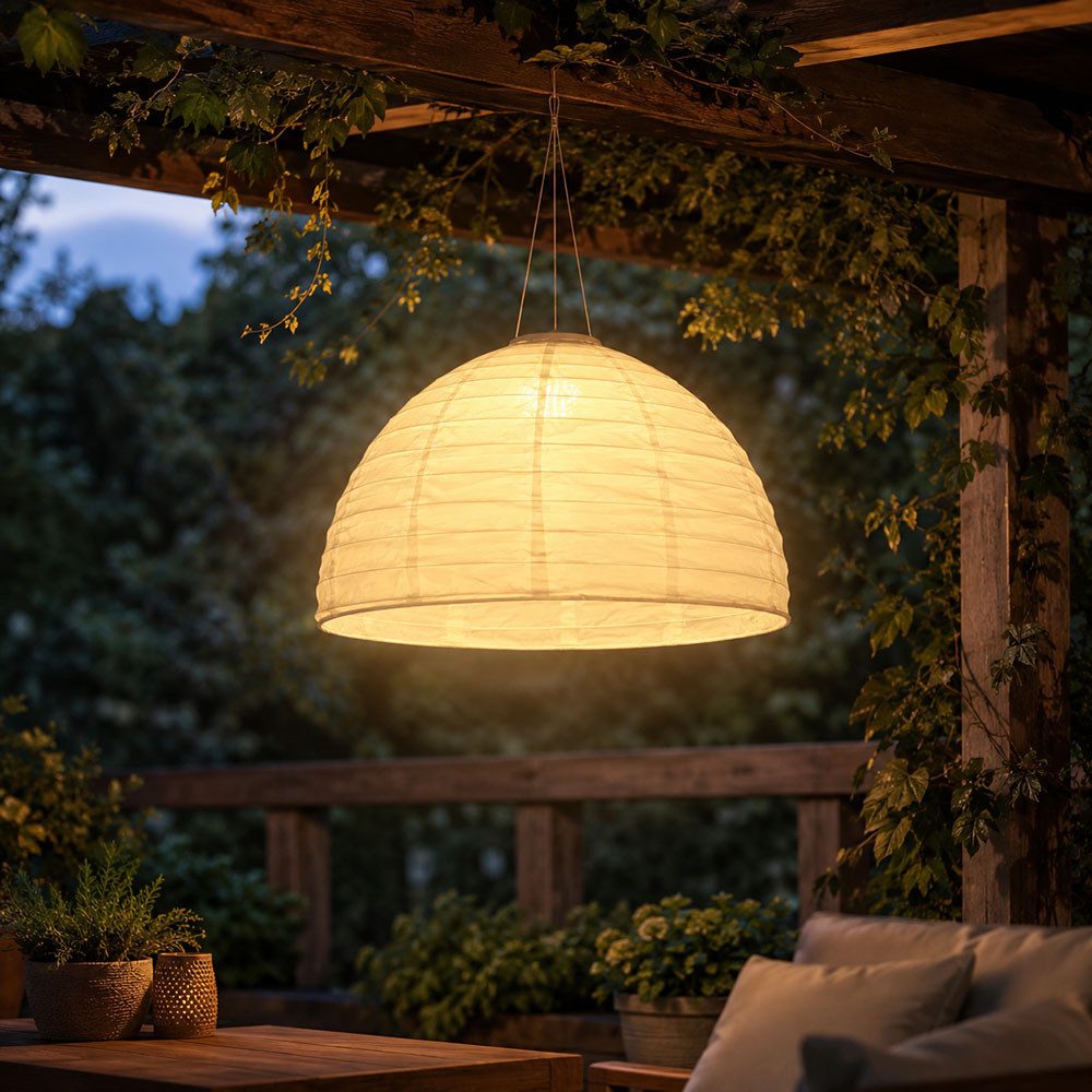 GLOBO LIGHTING LED Solarleuchte, LED-Leuchtmittel fest verbaut, Warmweiß, LED Solar Decken Pendel Leuchte Garten Terrassen Beleuchtung