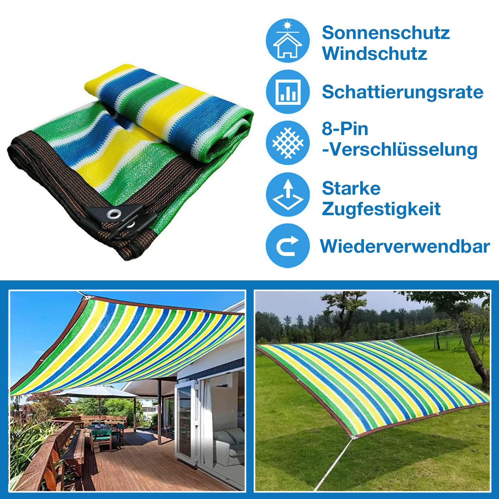 SERBASIC Sonnensegel Schattiernetz mit Ösen, 95% günstig online kaufen