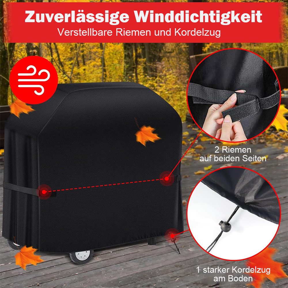 TUWENA Grill-Schutzhülle Grillabdeckung Wetterfest, Gasgrill Abdeckhaube, Reißfest Schutzhülle, Wasserdicht, Winddicht, UV-Beständiges, Reißfest, Lichtecht,Stau – Bild 4 von 5