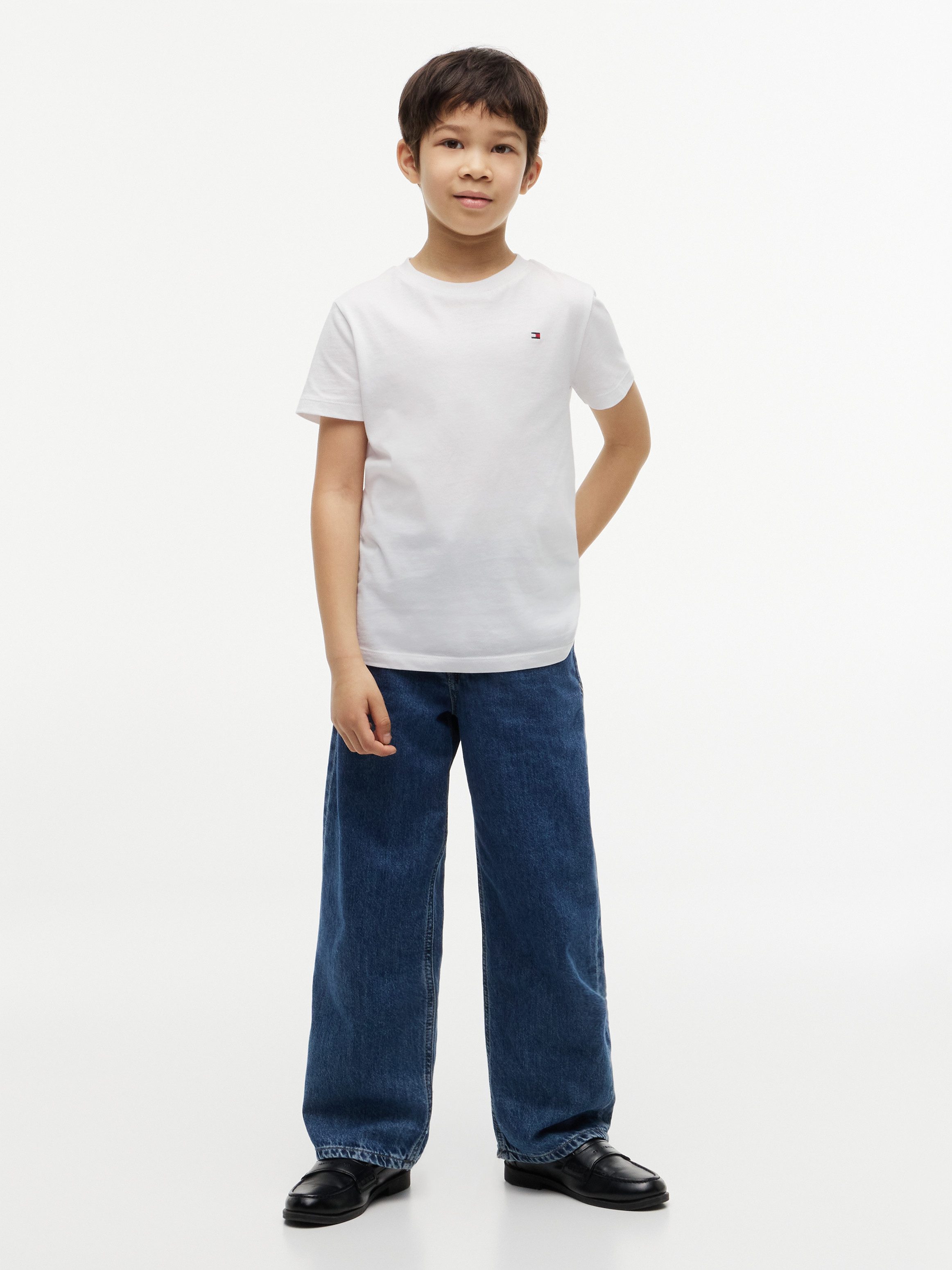 Tommy Hilfiger T-Shirt Rundhalsausschnitt, Regular Fit, Kinder bis 16 Jahre, reine Baumwolle – Bild 4 von 5