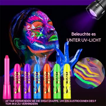 RefinedFlare Highlighter 6-teiliges UV-reaktives Neon-Gesichts, 1-tlg., perfekt für Partys, Halloween und Events, Körperbemalungsset – sicher und ungiftig