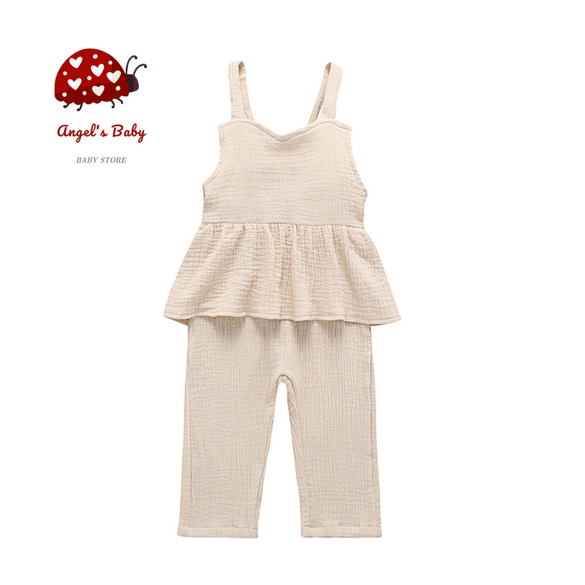 Angel's Baby Overall Jumpsuit Trägern Musselin verstellbaren Farben aus Mädchen beige und den in rosa mit - Jumpsuit